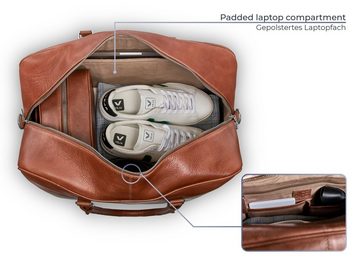 PURE Leather Studio Reisetasche Reisetasche CANOPUS, Echtleder Weekender Handgepäck Duffle Bag mit 15,6 Zoll Laptopfach