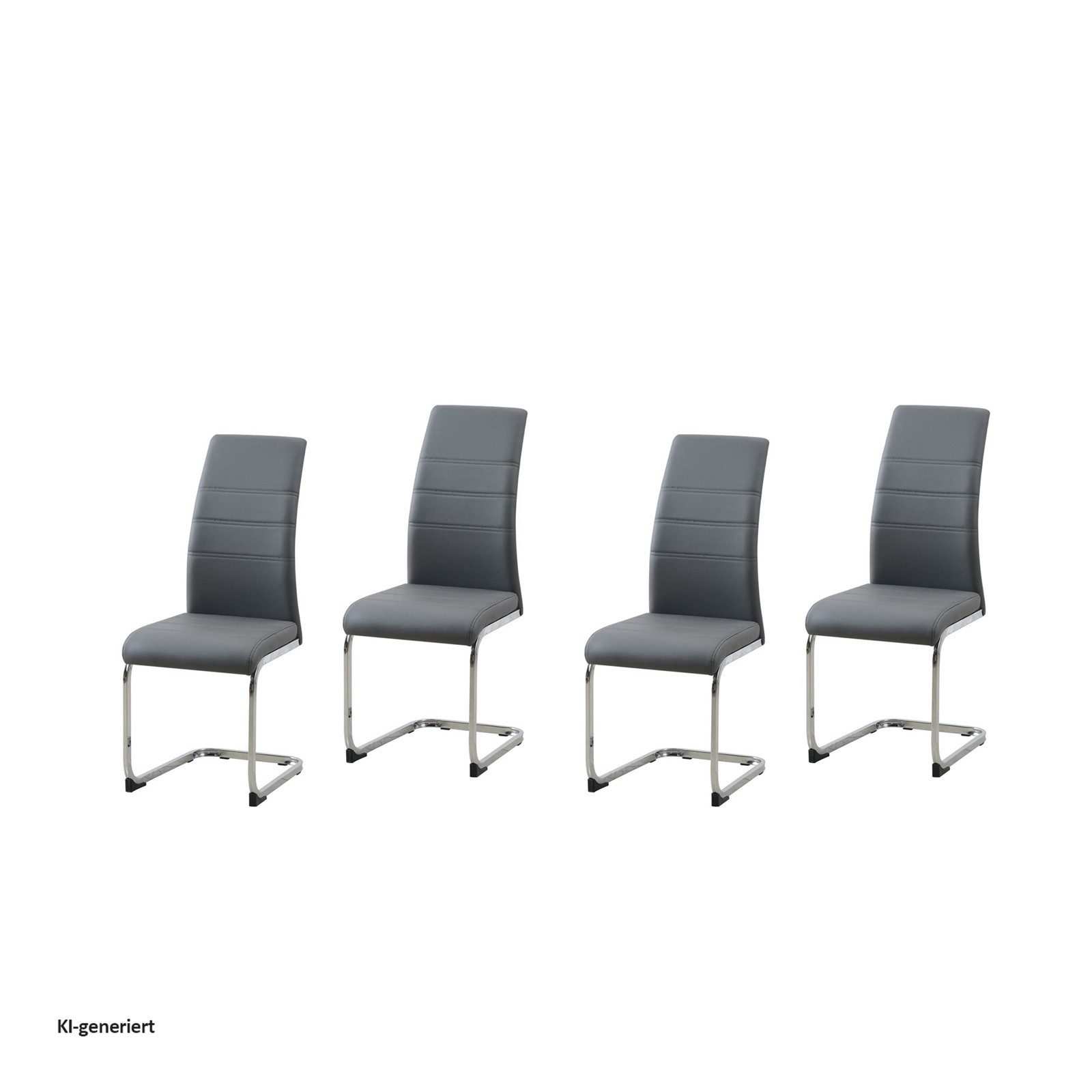 HTI-Line Freischwinger Schwingstuhl 4er Set PU grau SallyC (Set, 4 St), Freischwinger Esszimmerstuhl Kunstleder