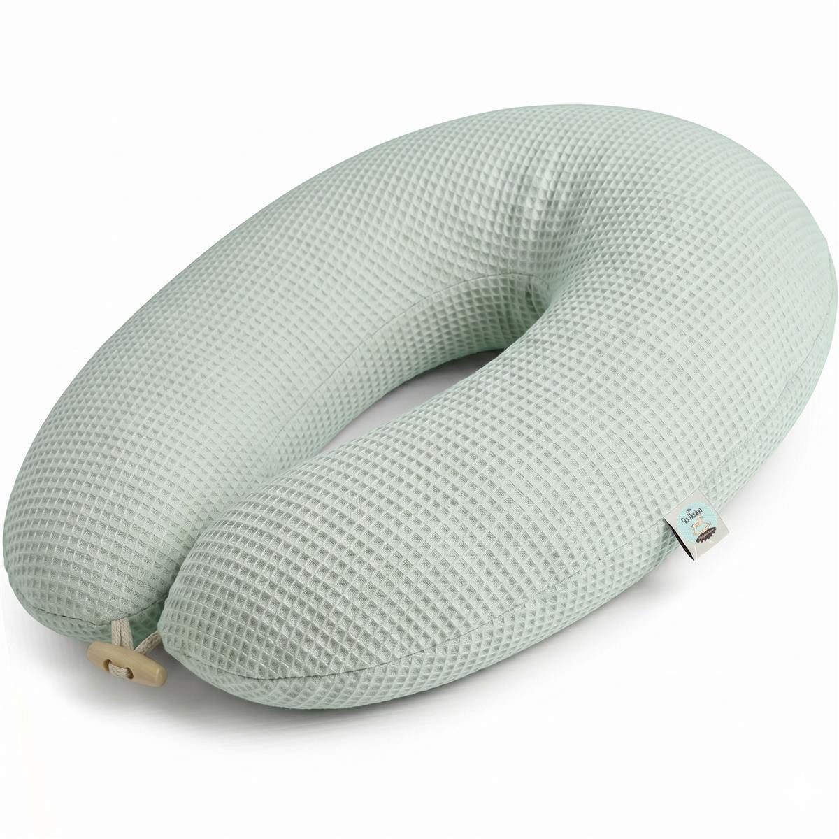SEI Design Stillkissen Seitenschläferkissen XXL EPS-Mikroperlen Waffelstoff 190cm Mint, Schwangerschaftskissen mit Bezug, Schwangerschaftskissen mit Bezug, Babynest XXL ist als Bettschlange & Bettumrandung verwendbar