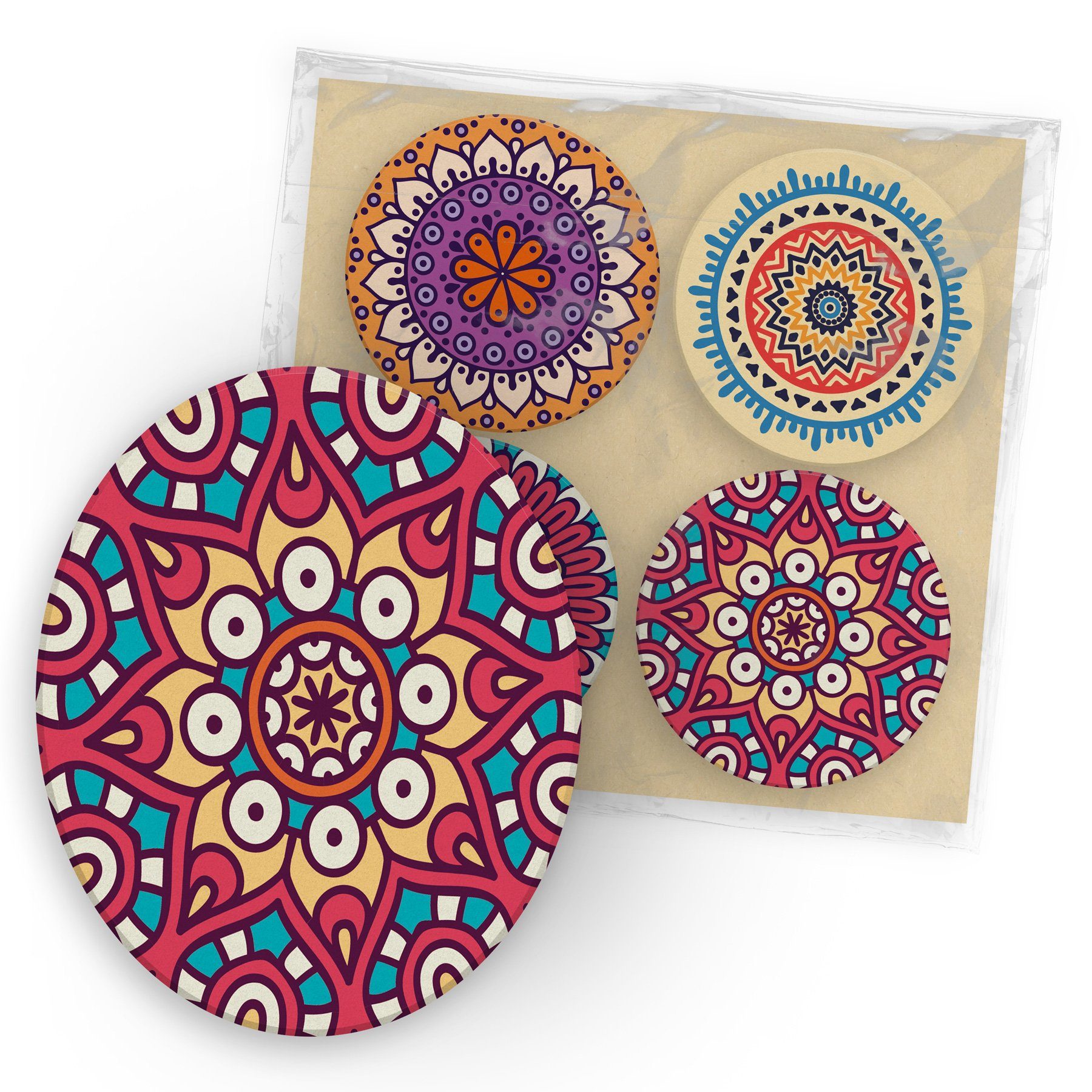 itenga Bierdeckel itenga 40x Bierdeckel Mandala I Bunt I 4 Motive I Untersetzer I 10,7cm – Bild 2 von 4