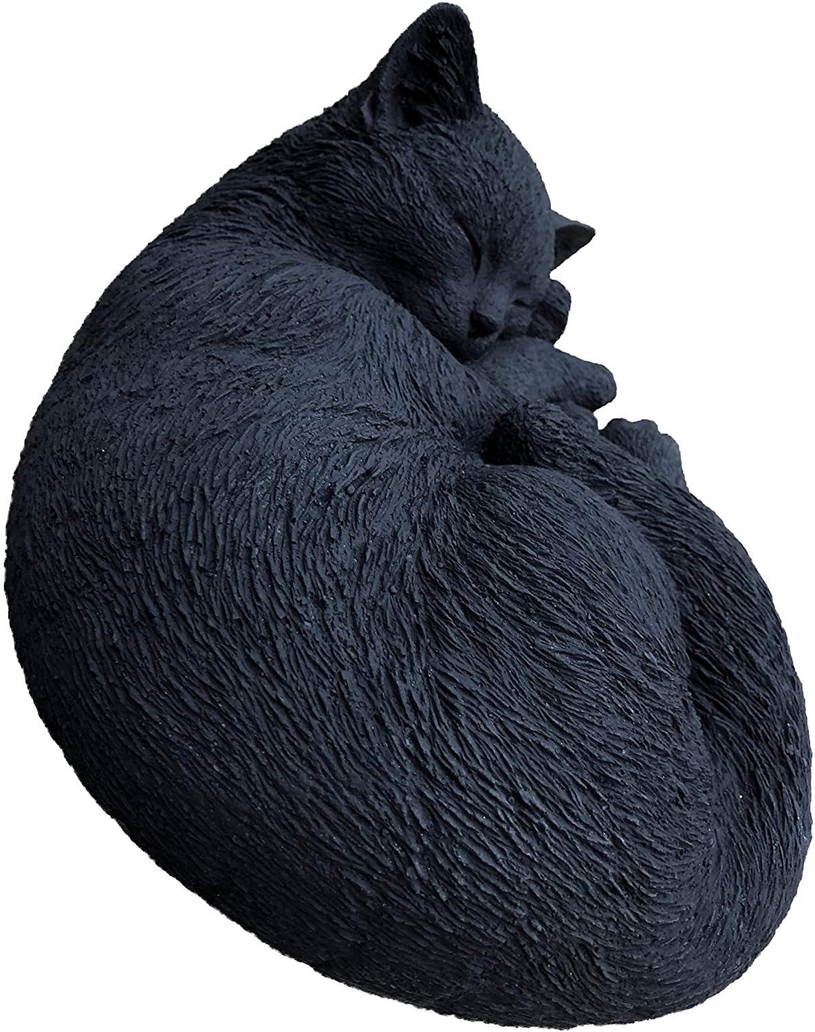 Stone and Style Gartenfigur Frostfeste Steinfigur schwarze Katze schlafend eingerollt – Bild 5 von 5