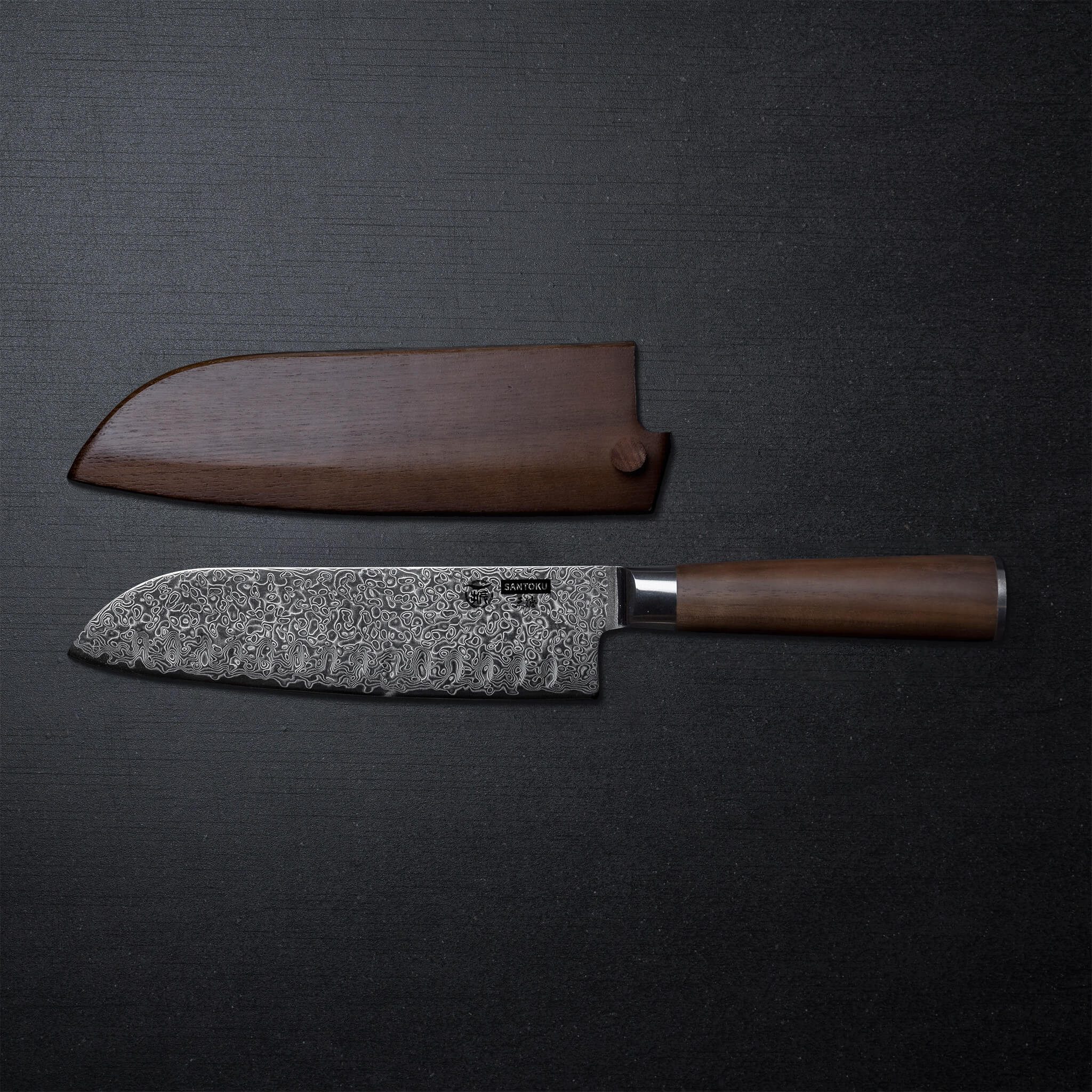 HITOFURI® Damastmesser HITOFURI® SANTOKU Damaskusmesser Universalmesser Premium Messer 73Lag., inkl. einer edlen Holzbox, Messerscheide, Pflegetuch sowie Pflegeöl