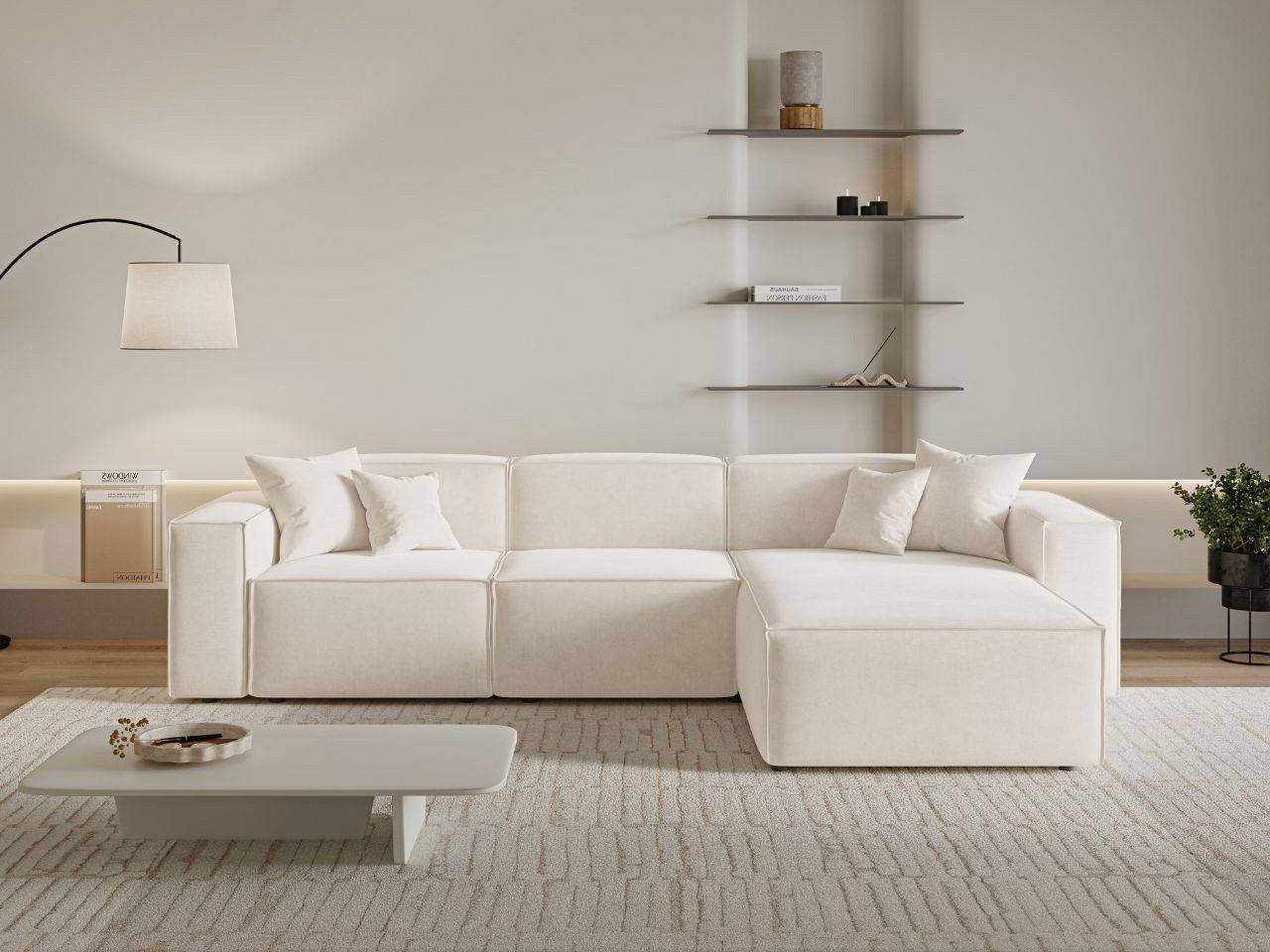 GrainGold Ecksofa L-Form Arizona L, Set, Wellenfederkern, HR-Schaum, Freistehendes