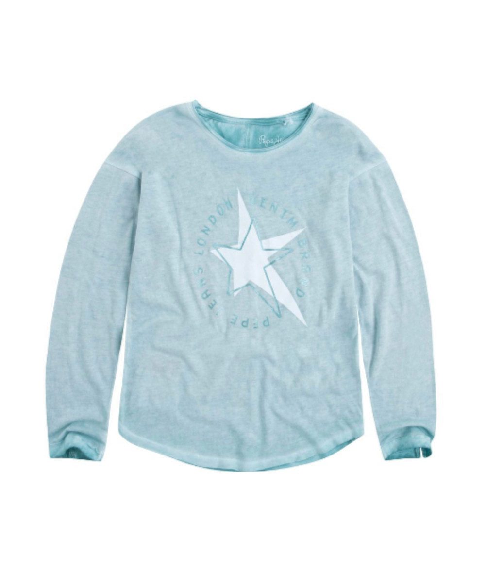 Pepe Jeans Langarmshirt Mädchen Langarmshirt mit Sternmotiv und Rundhalsausschnitt