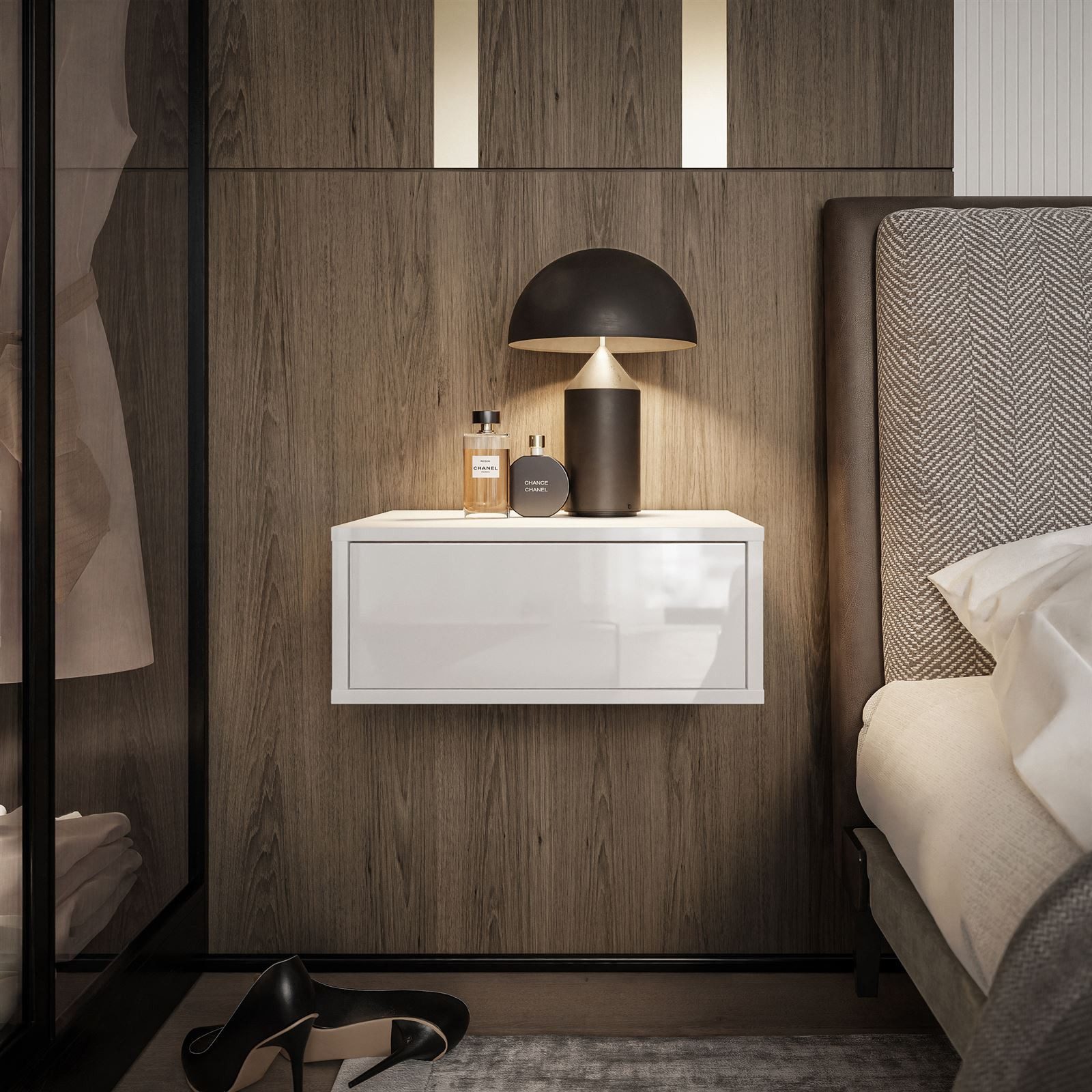 Lookway Nachttisch BLANCO Hängender Nachttisch mit LED Beleuchtung (1x Nach günstig online kaufen