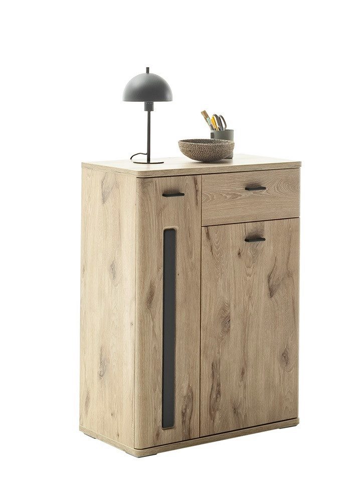 MCA furniture Schuhschrank Kommode Schuhkommode Colorado, Viking Oak / Graphit schwarz Einlegeböden
