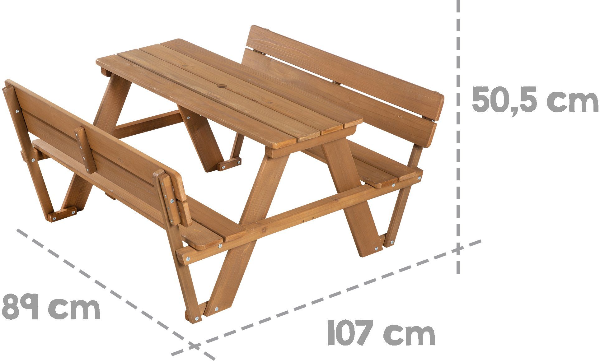 roba® Children's Picnic Seating Set for 4 Outdoor +, Teak Look, (Set), with Backrest; including seat cushions »Little Stars«