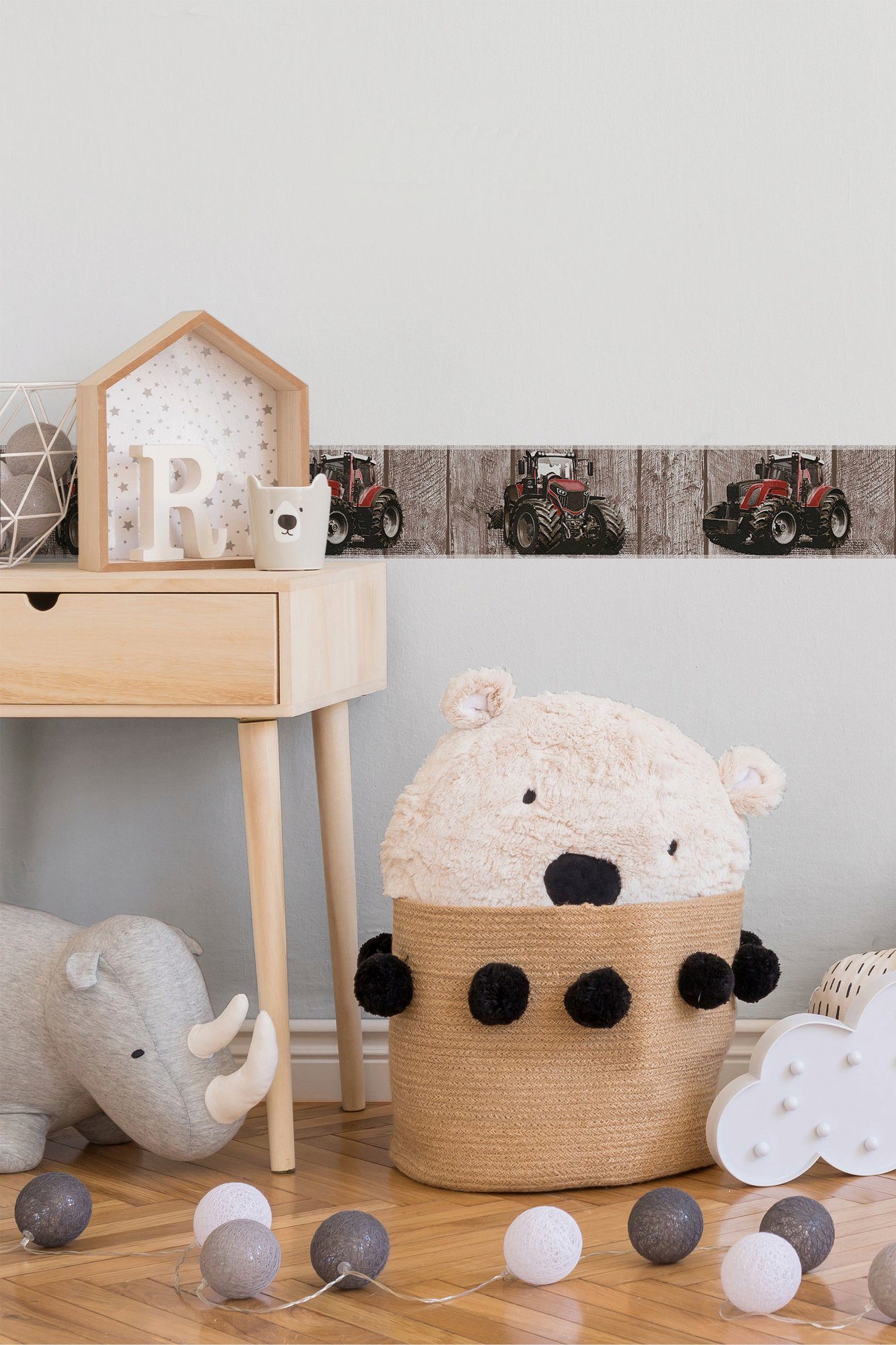 living walls Bordüre Little Stars, glatt, Holz, gestreift, realistisch, Kindertapete Tapete Holzoptik Borte Kinderzimmer Schlafzimmer Design