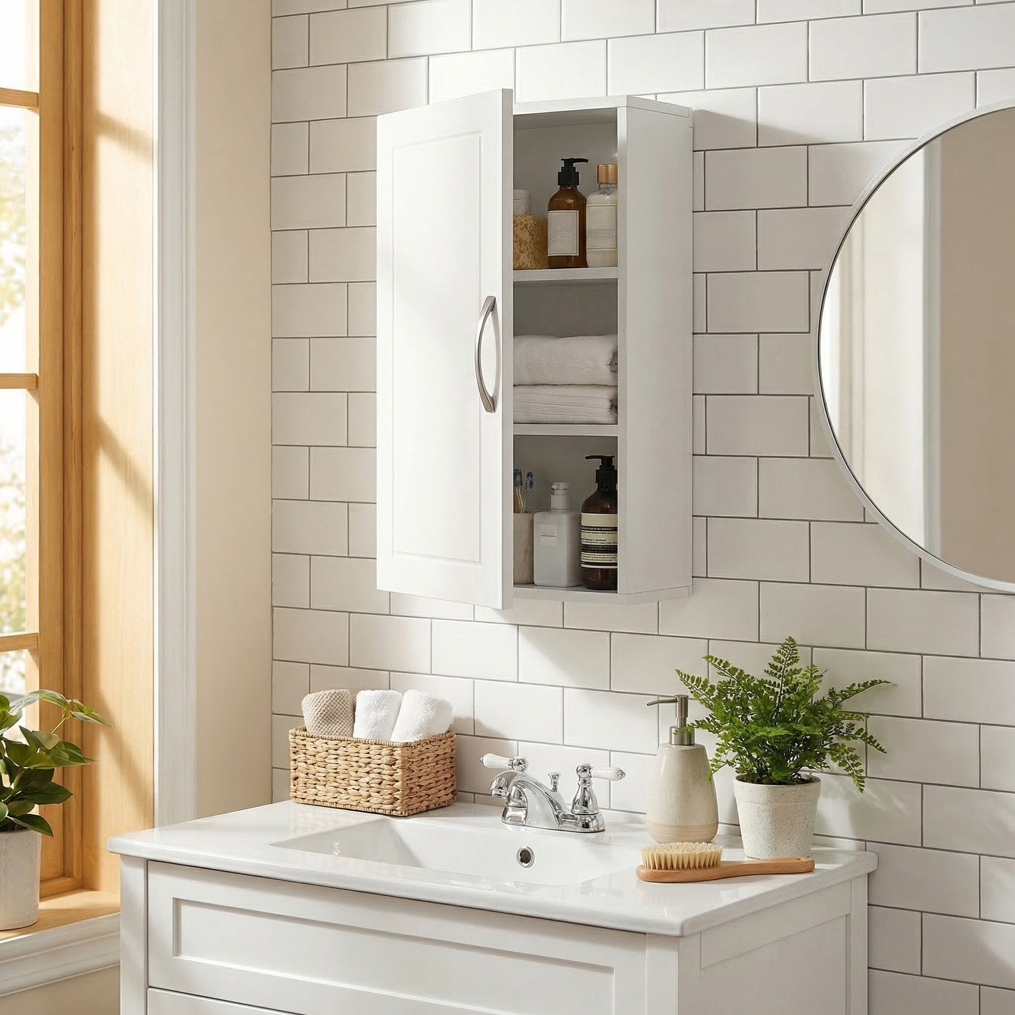 VASAGLE Hängeschrank Badezimmerschrank Badschrank wandmontiert, 18 / 30 x 30 / 60 x 60 cm, mit verstellbaren Ablagen