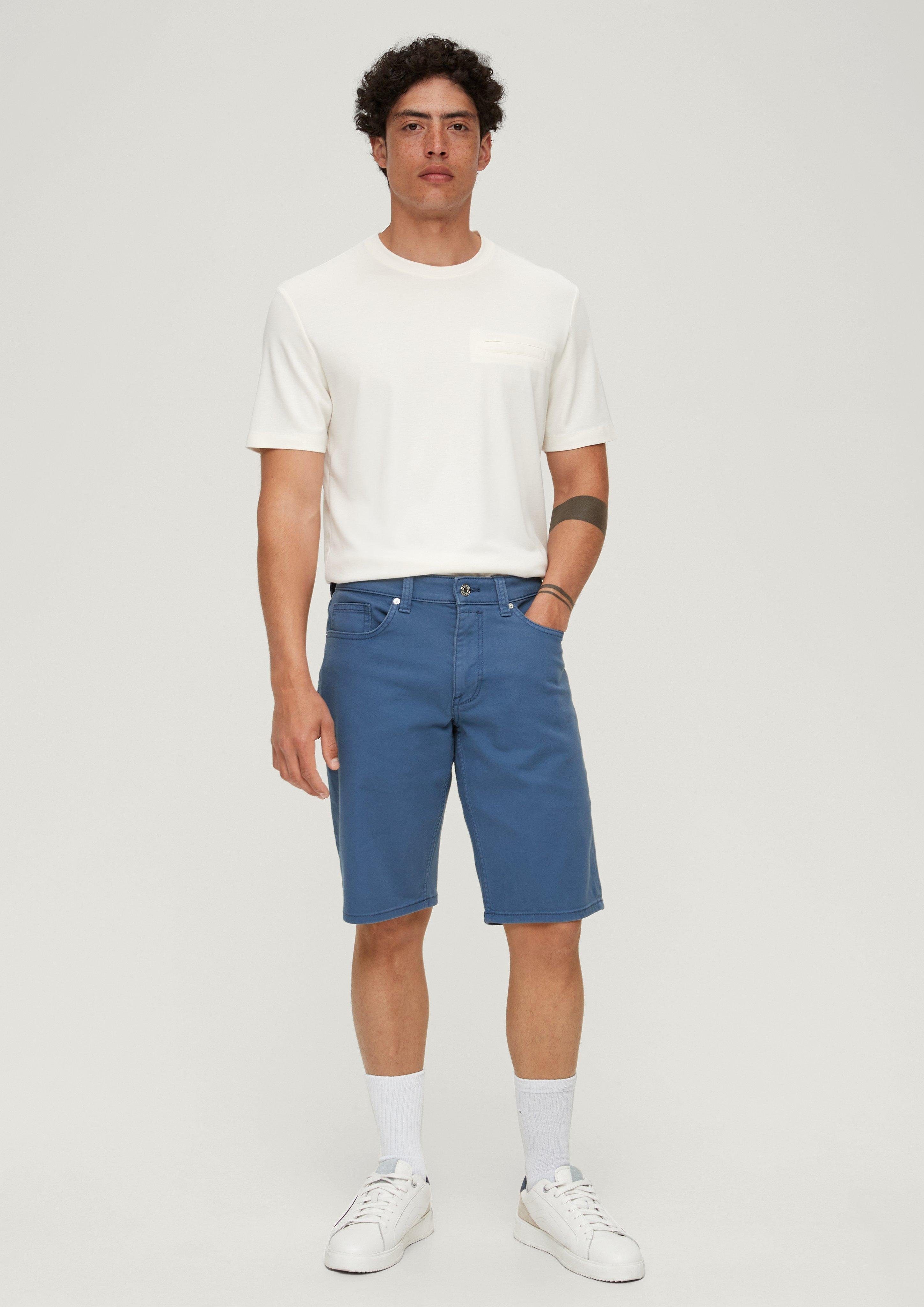 s.Oliver / Regular High Jeans-Shorts / Fit blau Label-Patch Leg Straight Jeansshorts / Rise