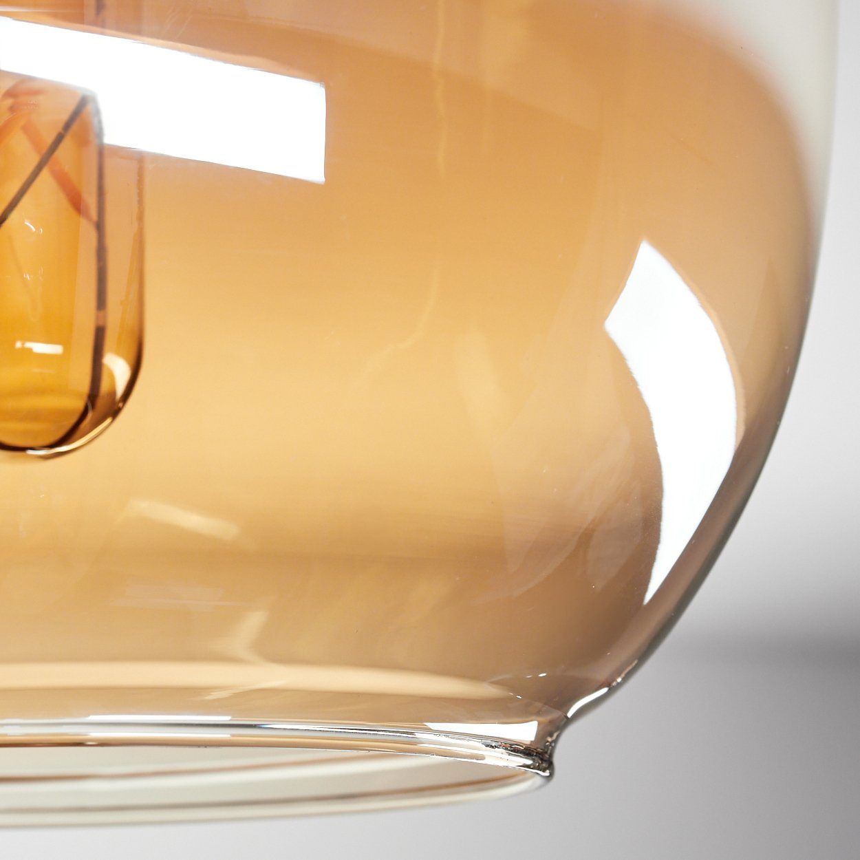 hofstein Deckenleuchte Glas, Leuchte Deckenlampe Retro-Design ohne aus E27, Metall/Glas aus Messingfarben/Bernsteinfarben, ohne Leuchtmittel x 1 im Leuchtmittel, in