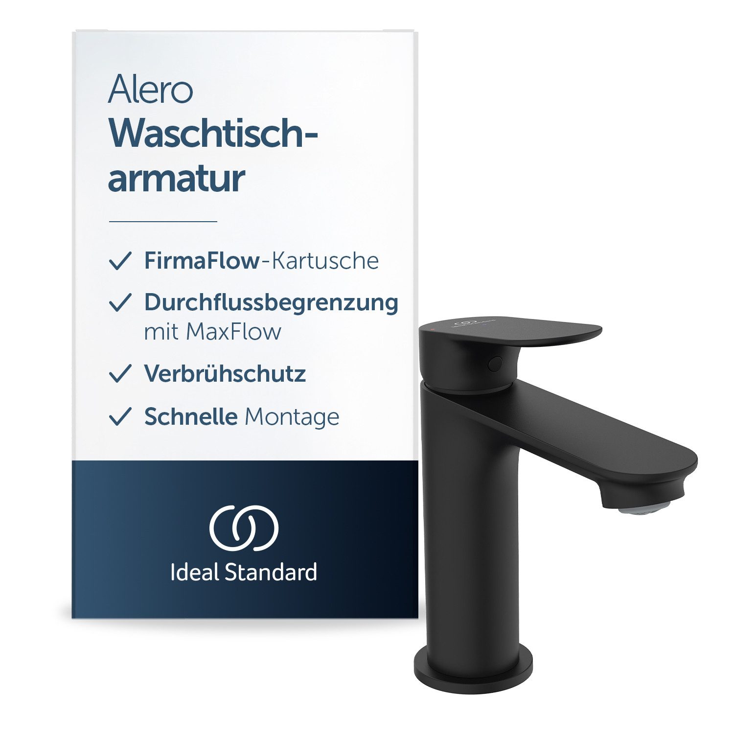 Ideal Standard Waschtischarmatur Alero FirmaFlow® Kartusche, Wassersparend, EasyFix® Schnellmontagesystem