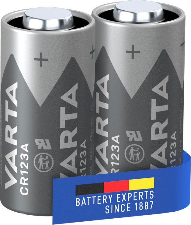 VARTA 2er Pack Professional Lithium Spezial Batterie, (3 V, 2 St), CR123A Premiumbatterie für Hochleistungsanwendungen