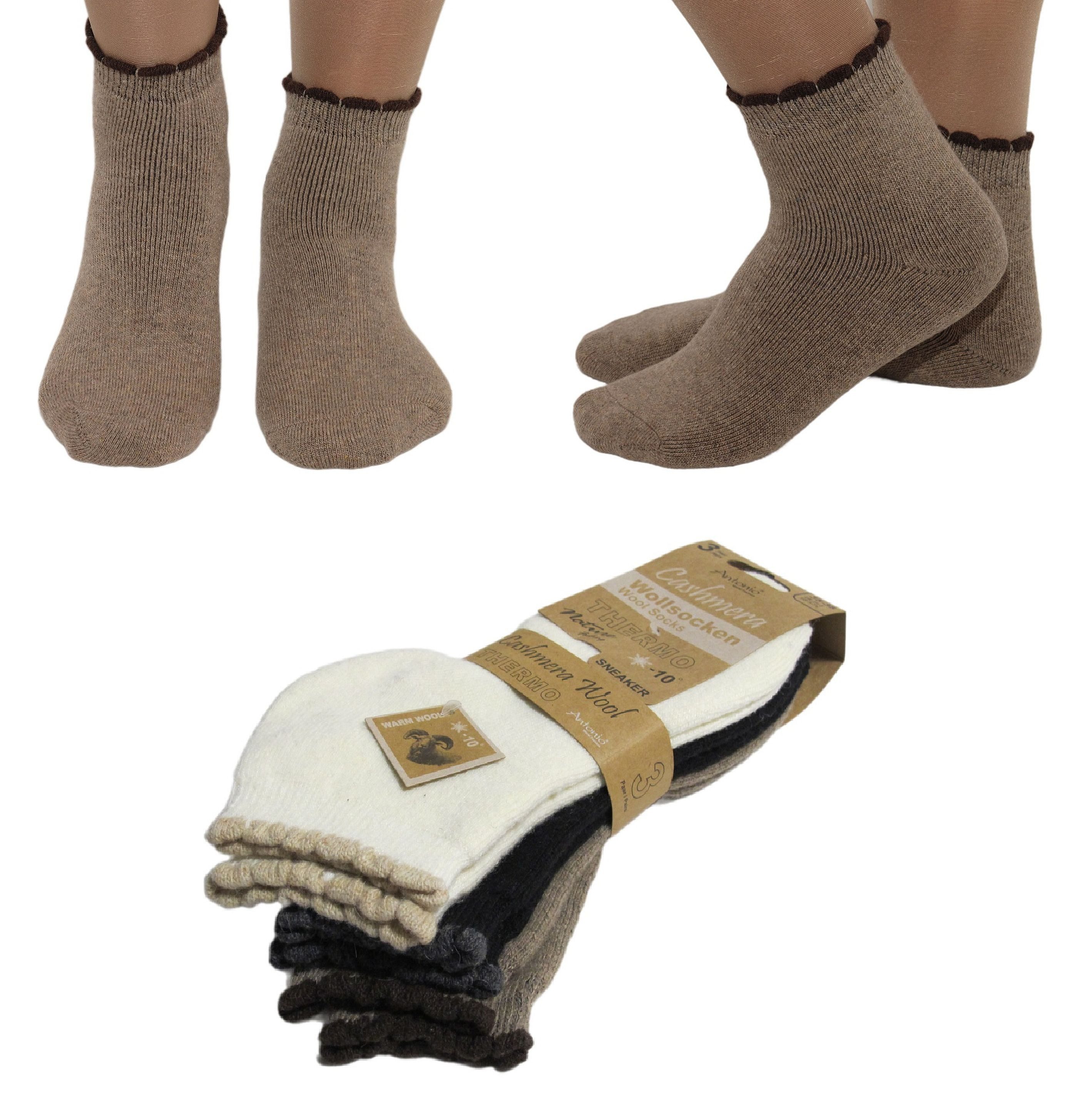 Antonio Thermosocken 3 Paar Wollsocken Socken Damen kurz Thermo Strümpfe Rü günstig online kaufen