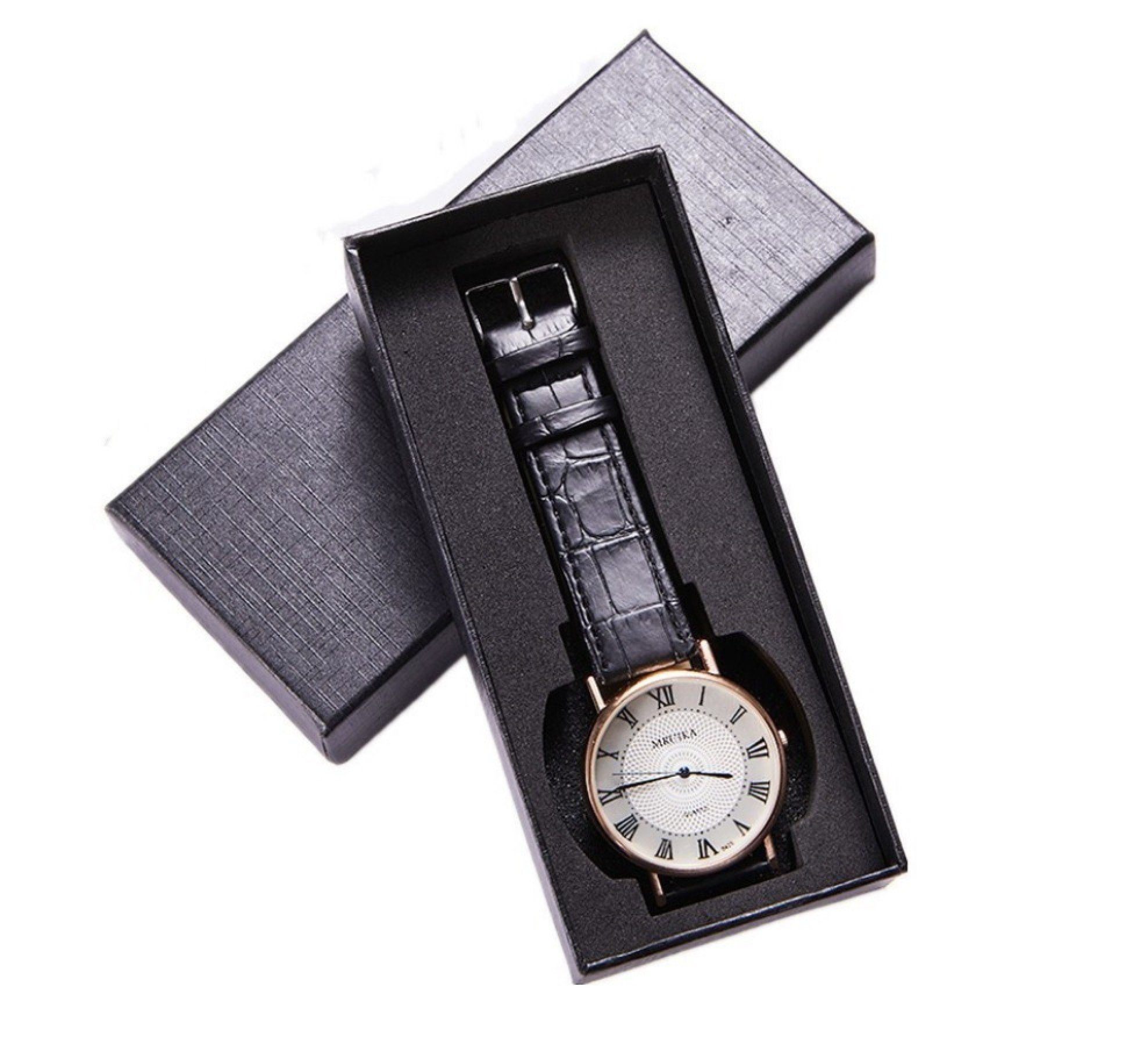 BAYLI Schmucketui Geschenk Uhrenbox für 1 Uhr, 145 x 65 mm Uhrenkarton in Schwarz, Gesch