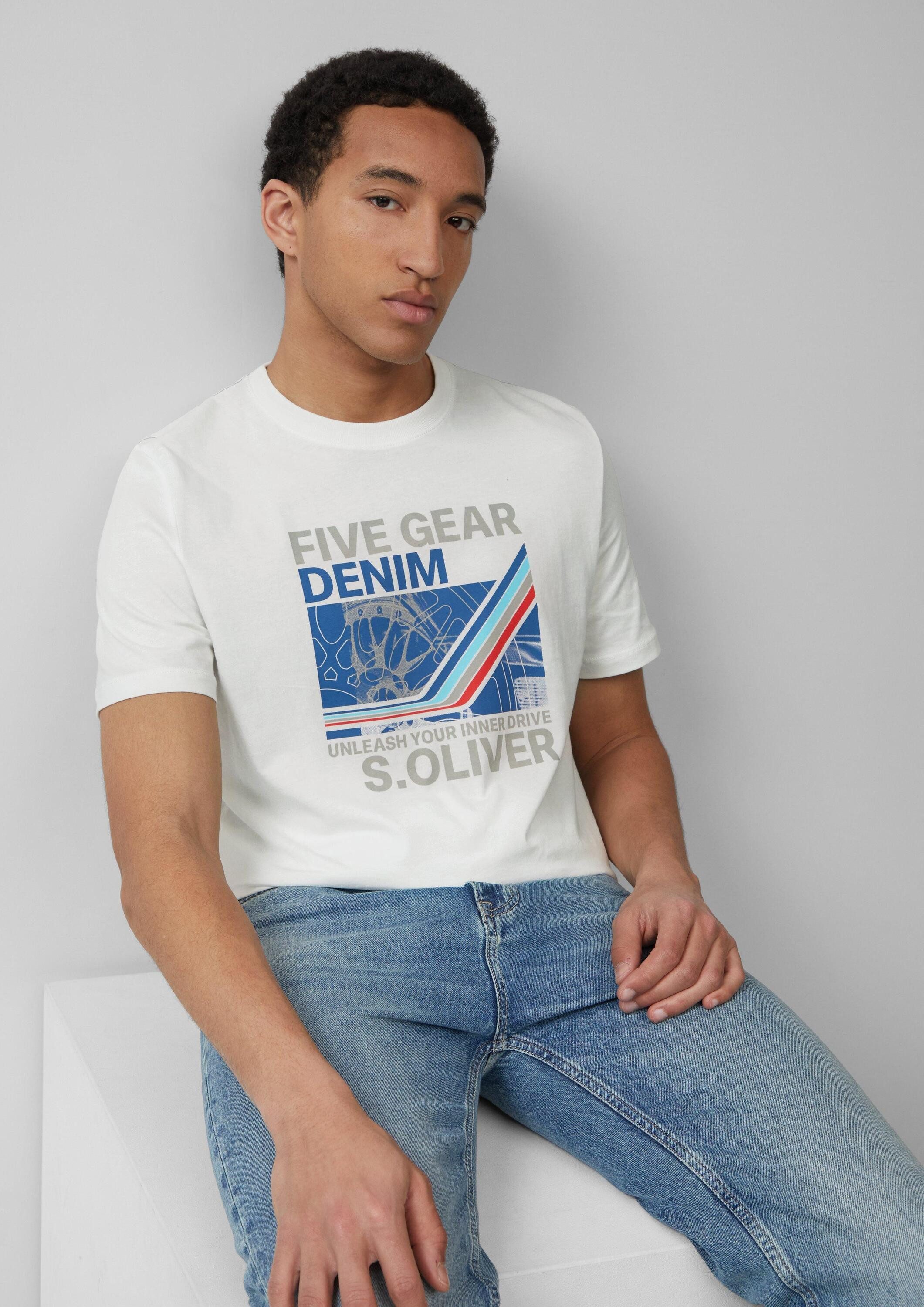 s.Oliver Kurzarmshirt T-Shirt Baumwoll-T-Shirt mit Frontprint günstig online kaufen