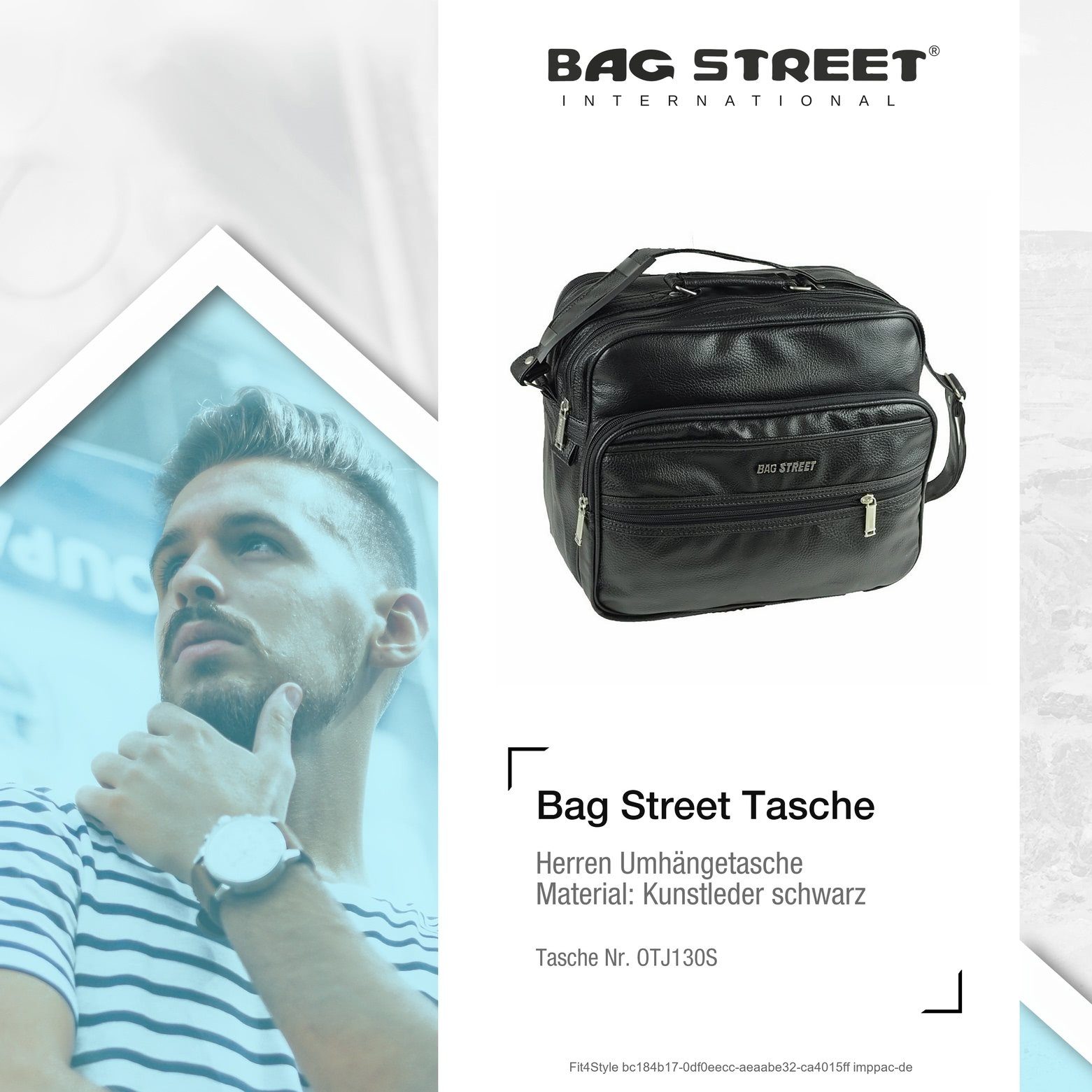 BAG Street Tasche schwarz, Flugumhänger Bag Herren Umhängetasche Tasche (Umhängetasche), ca. 35cm Breite in STREET Herren