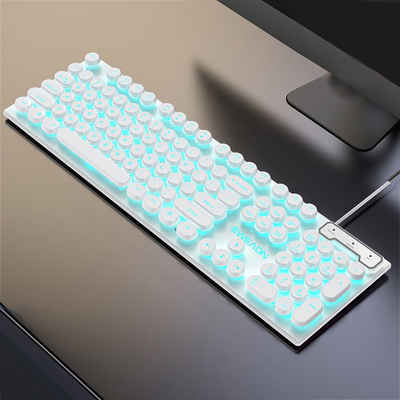 ELEKIN LED-Gaming-Tastatur, wasserdicht, Multifunktionstasten Gaming-Tastatur