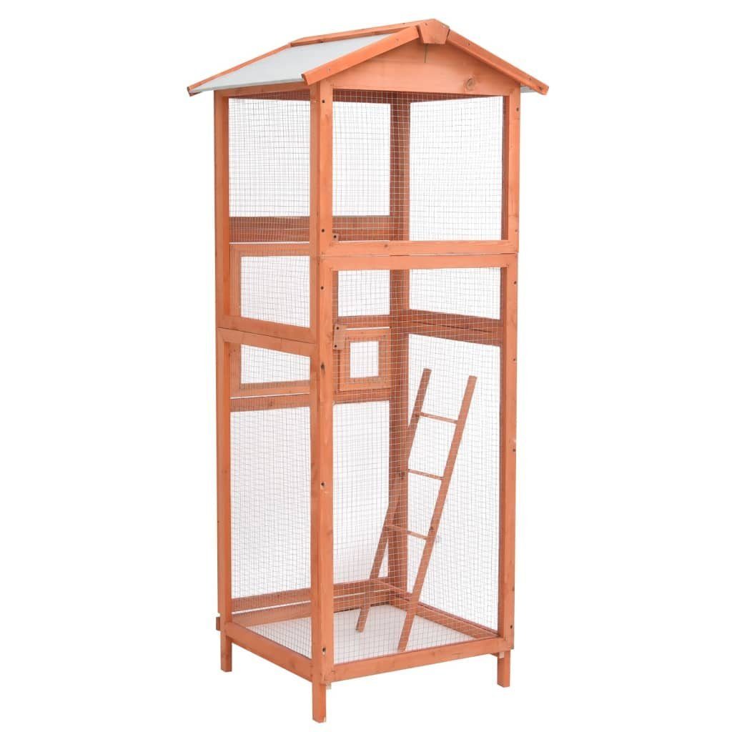 vidaXL Voliere Vogelkäfig 68x62x166 cm Massivholz Fichte