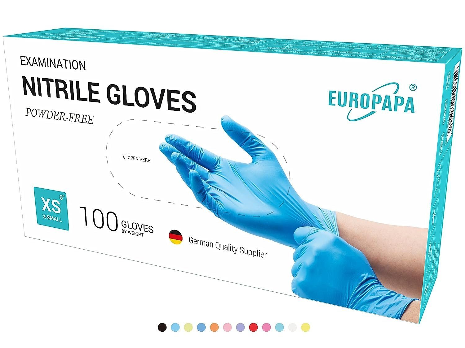 Einweg-Nitril-Handschuh EXTRA SAFE SUPER-LONG, puderfrei extra lang 40cm in blau | Betriebsbedarf