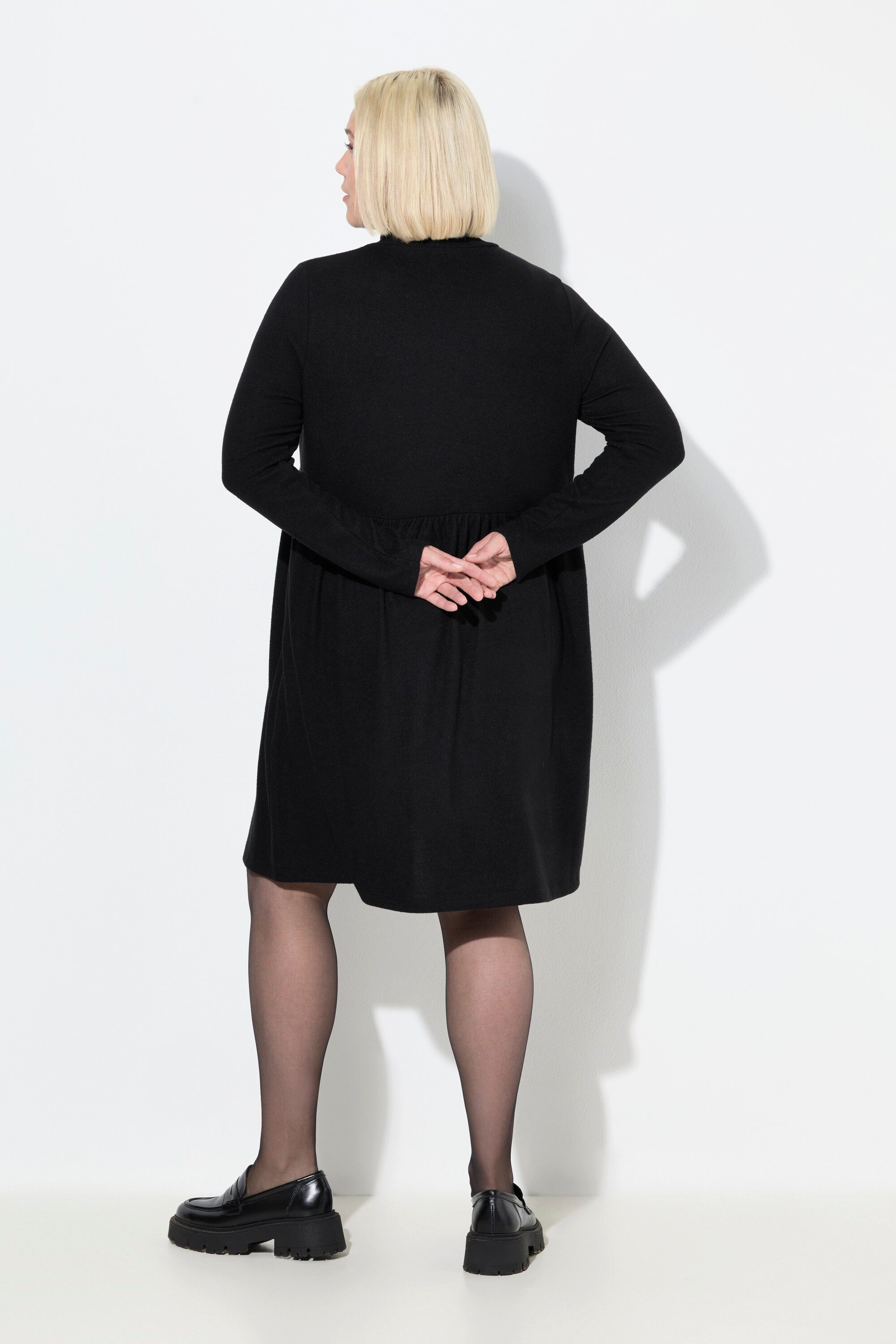 Ulla Popken Jerseykleid Strickkleid A-Linie Stehkragen Langarm