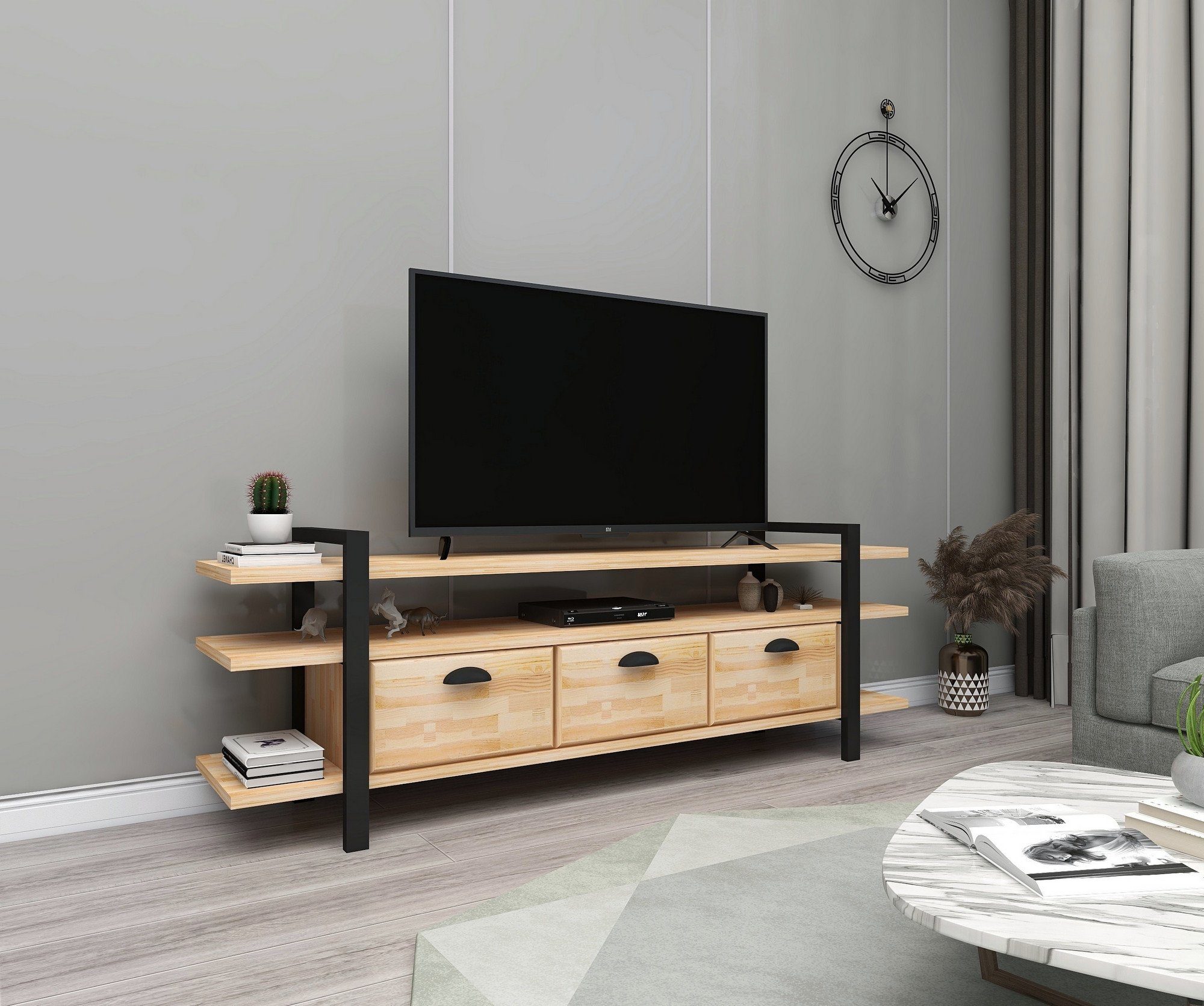 Skye Decor TV-Schrank Schränke, 47x148x29,5 cm, 100% Kiefer Massivholz
