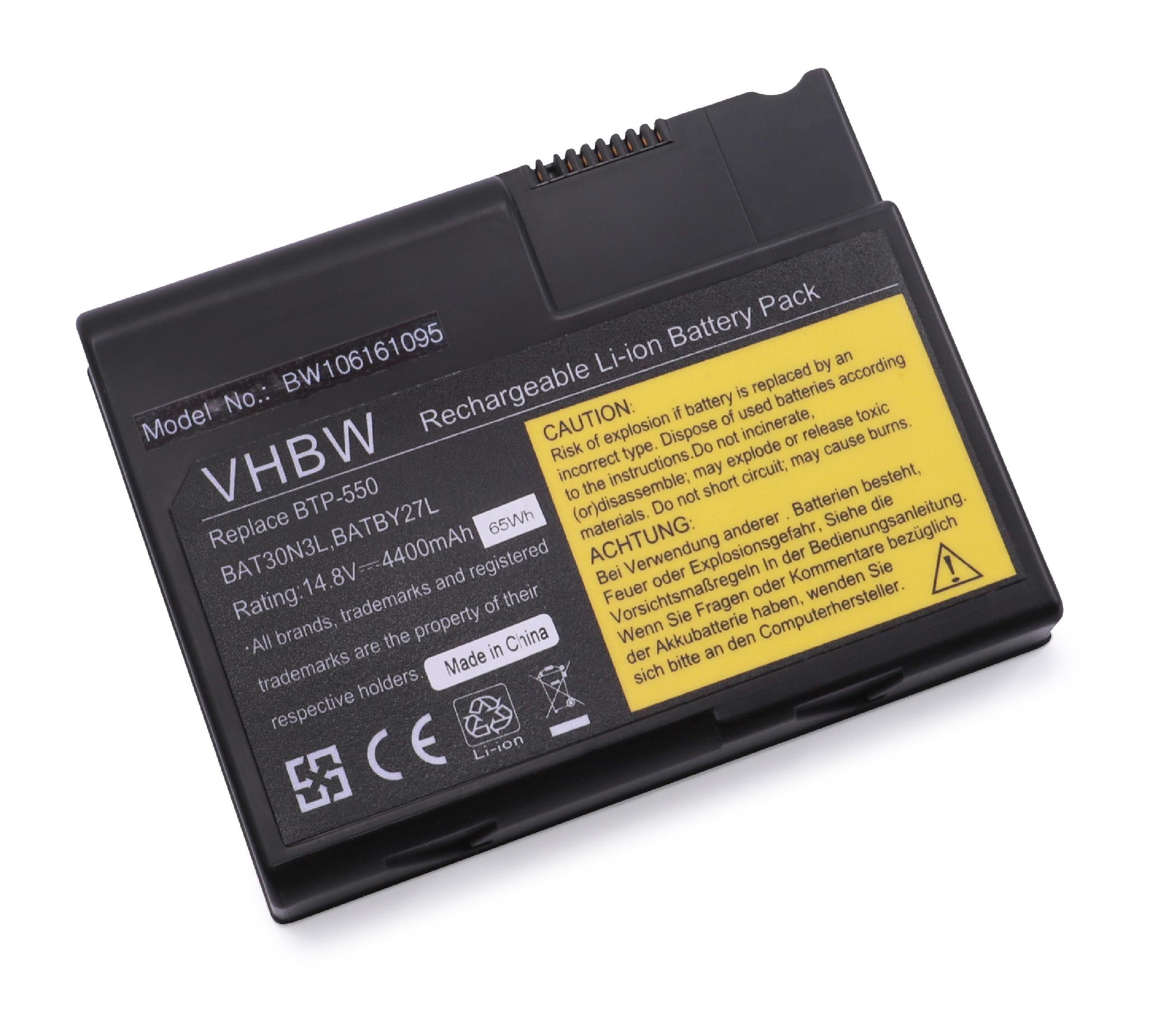 vhbw passend Li-Ion) Netbook 1202, 1200 für Aspire mAh Laptop-Akku (4400mAh, / 1203, 14,8V, Acer Notebook 4400