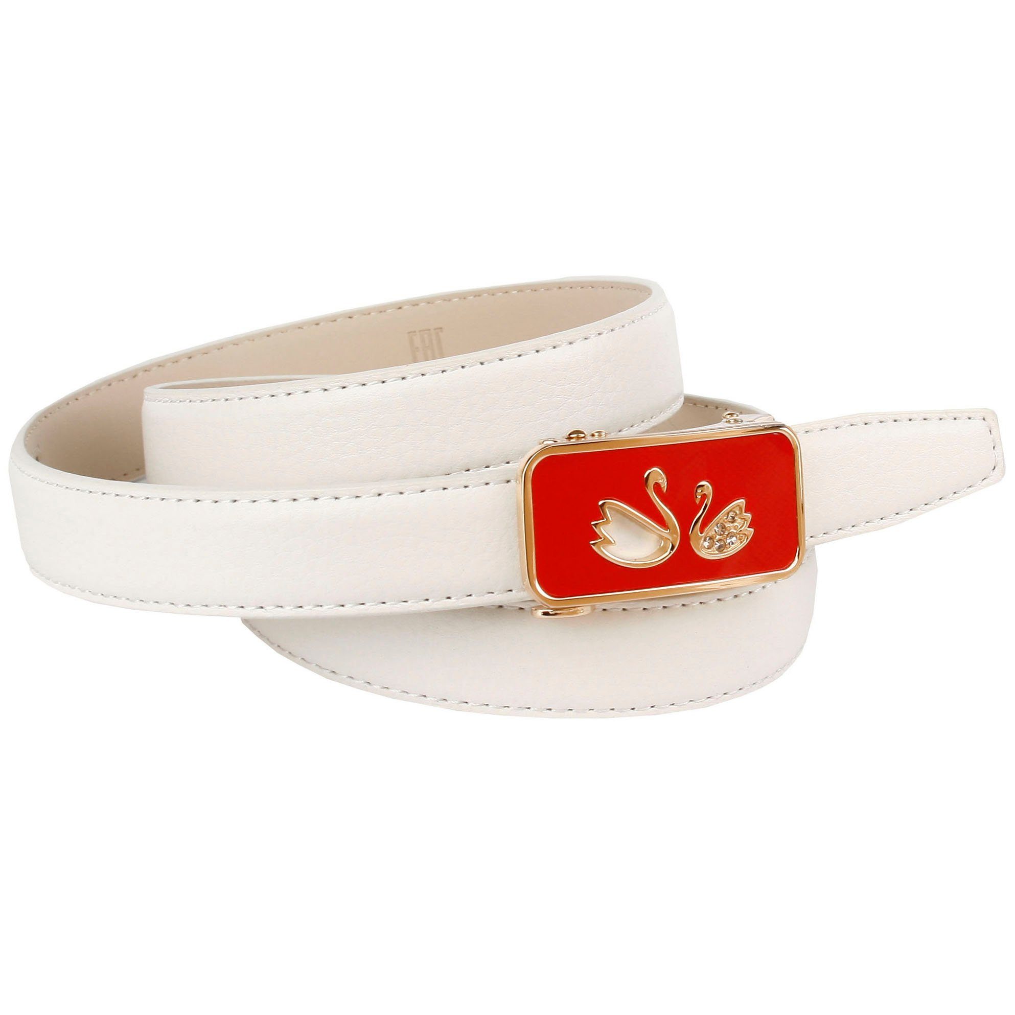 Damen Gürtel Anthoni Crown Ledergürtel mit roter Schließe