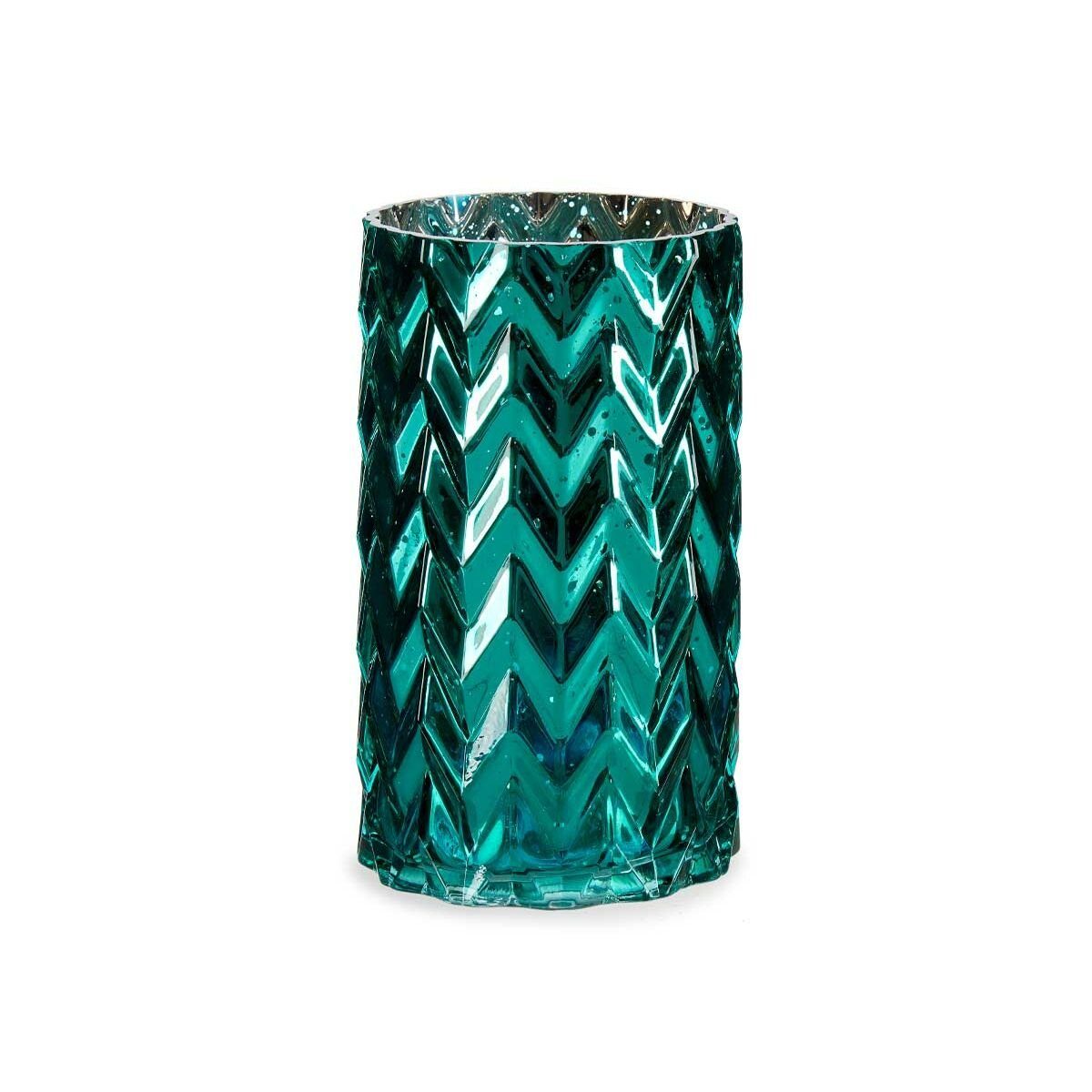 Gift Decor Vase x 6 x Glas 11,3 11,3 19,5 türkis Stachel cm Schnitzerei Stück Dekovase
