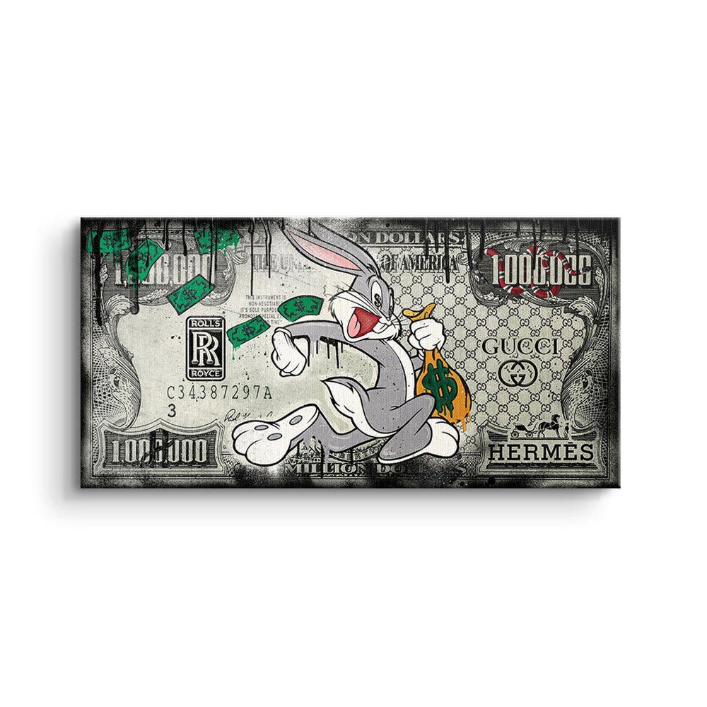 DOTCOMCANVAS® Leinwandbild, Leinwandbild Fast Bunny Motiv Rahmen Rahmen mit premium xxl ohne