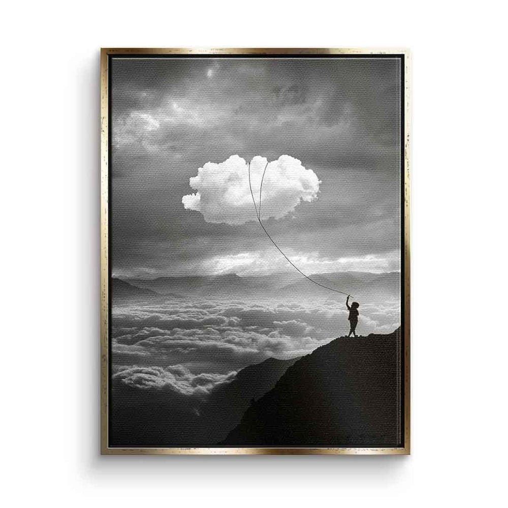 DOTCOMCANVAS® Leinwandbild, Leinwandbild schwarz weiß Inspiration Wanddeko catch the clouds mit pr ohne Rahmen