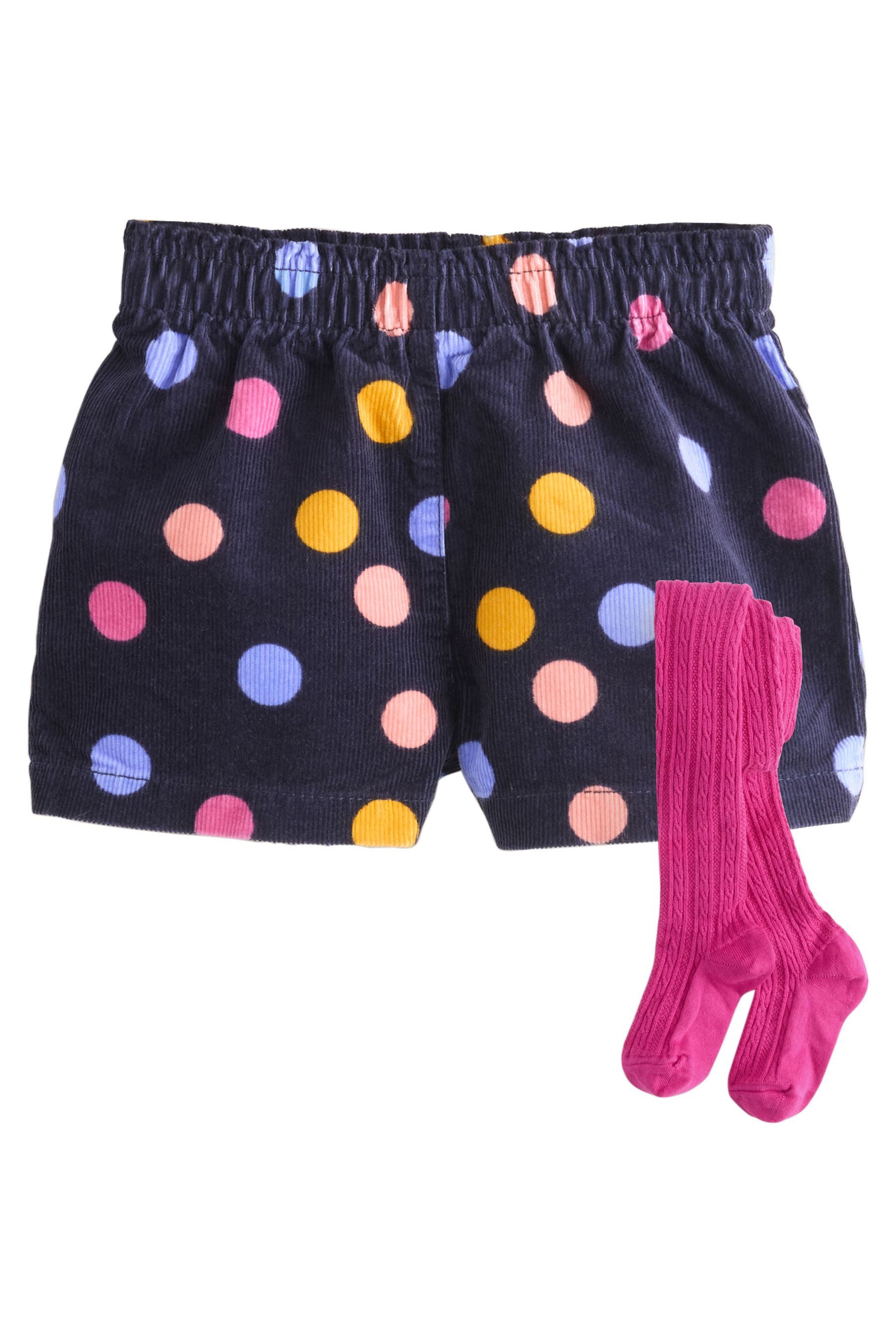 Next Шорты Cord-Shorts mit Pünktchen und Strumpfhose im Set (2-tlg)
