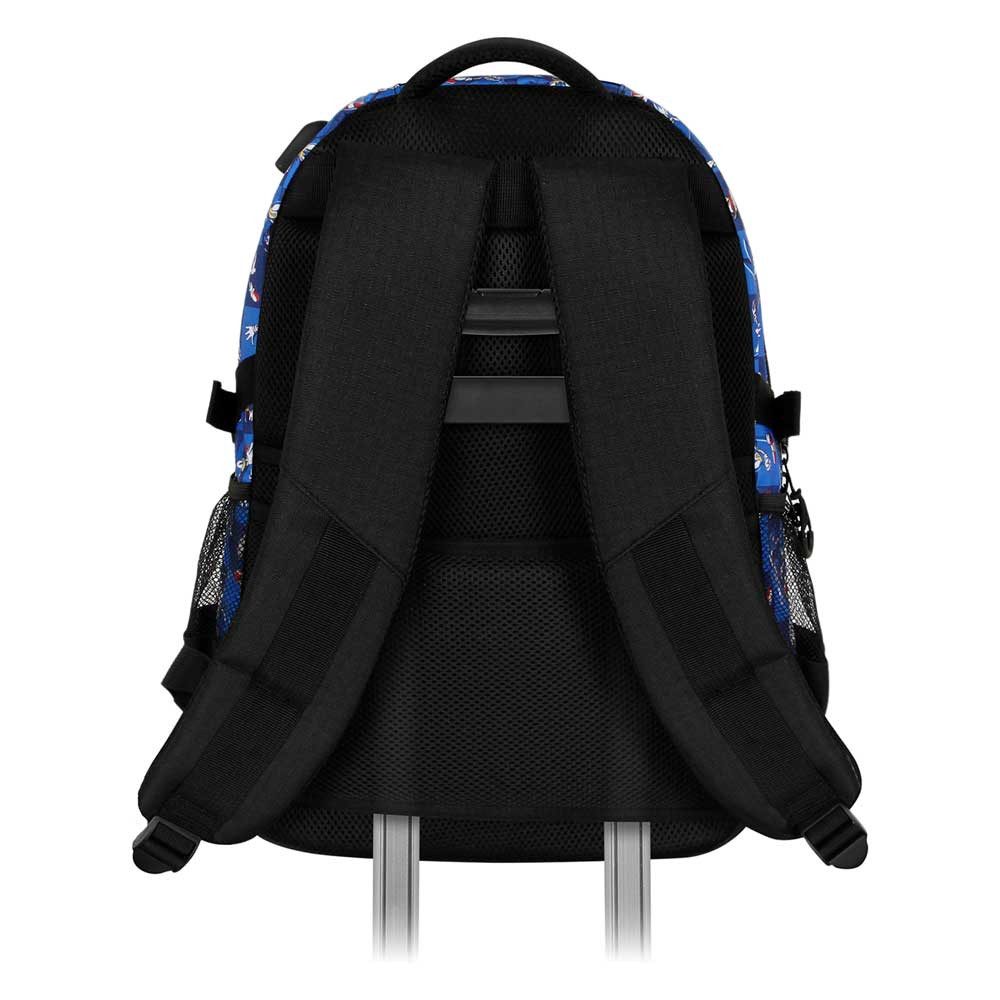 Karactermania Freizeitrucksack Sonic großer Rucksack Tagesrucksack Alltagsrucksack Schulrucksack, USB-Anschluss für elektronische Geräte