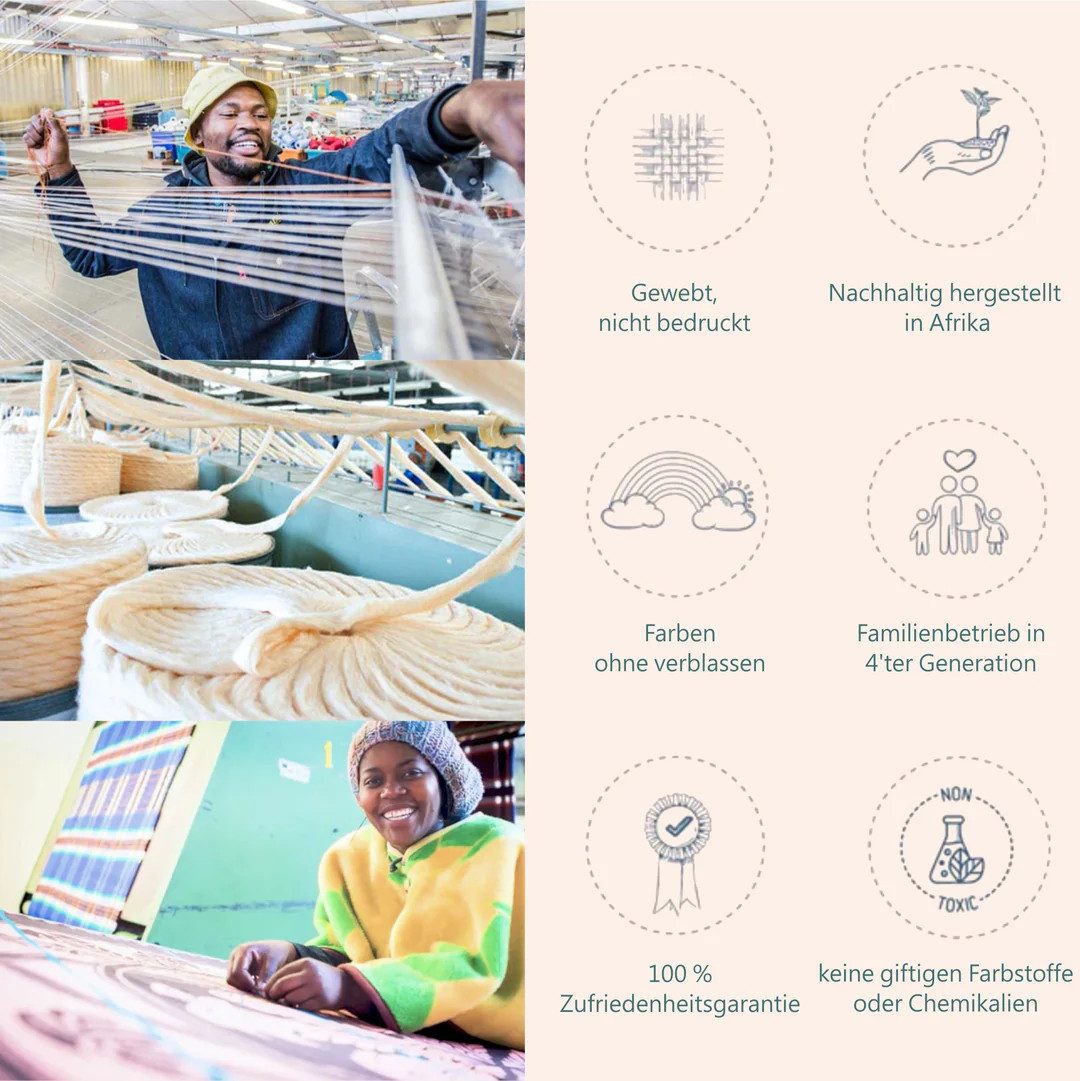 Plaid Decke aus 100 % superweiche, hypoallergene Mikrofaser, 180 × 140 cm, YAADU, Handgefertigt in Afrika aus traditioneller Webkunst