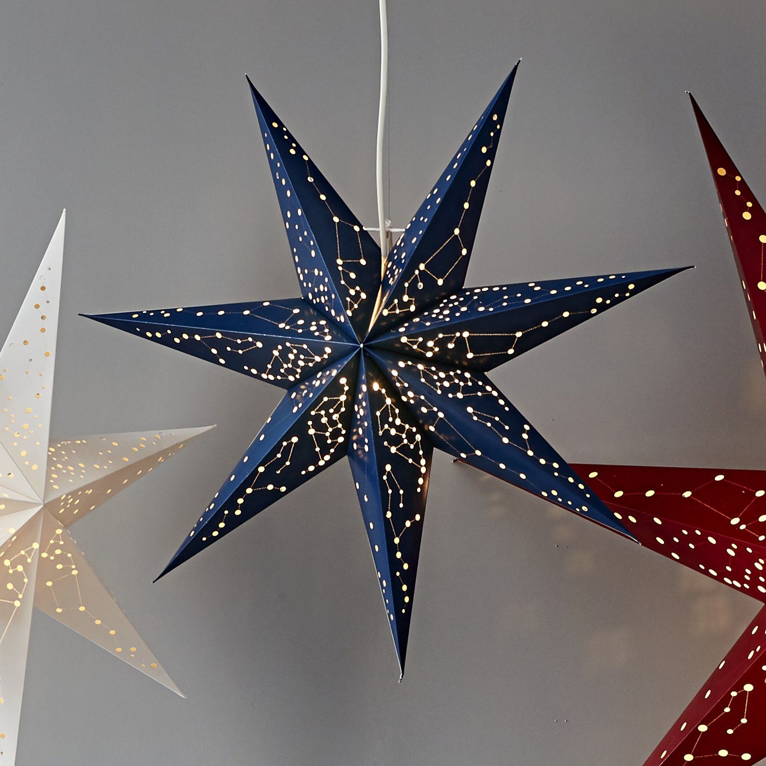 STAR TRADING LED Stern »Papierstern Sternenbilder Leuchtstern Faltstern  hängend 60cm inkl.Kabel blau« online kaufen | OTTO