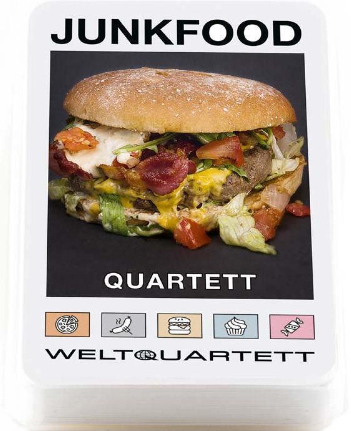 WestCraft Spiel Weltquartett JunkFood Quartett Spiel Die fettreichsten Kalorienbomben, Weltquartett Kartenspiel, Karten wie Pommes, Döner, Hot Dog, Hamburger, Pizza