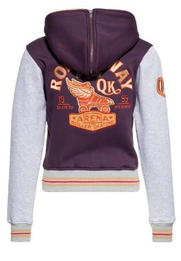 QueenKerosin Collegejacke Rollerway Kapuze mit Reißverschluss und hochwertiger Stickerei