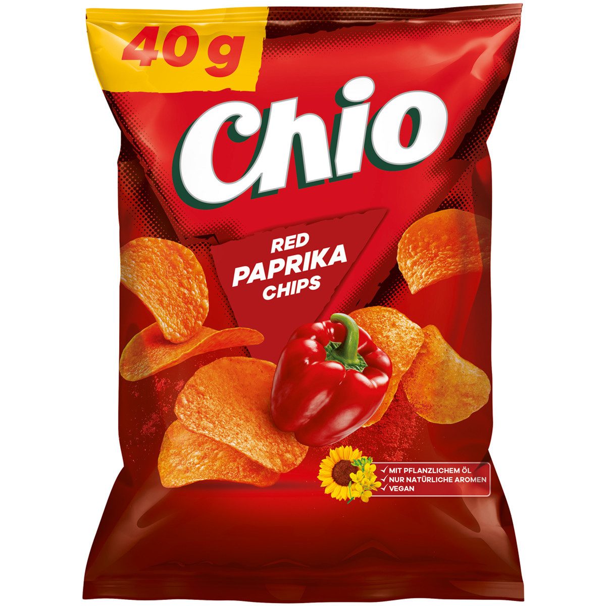 Chio Knabberei, Chio Red Paprika Chips glutenfrei vegetarisch vegan Chipstüte 40g