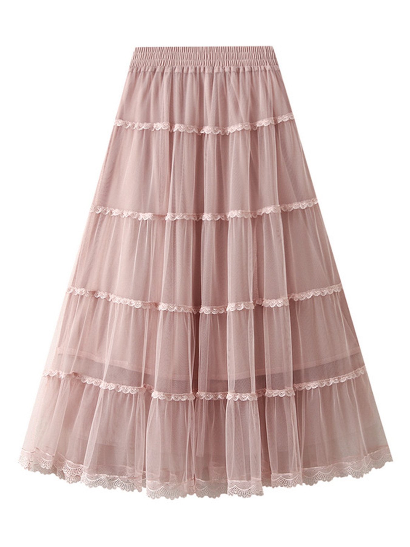 DEBAIJIA Meshrock Damen Frühling Herbst geschichteter Tüll-Tortenrock, High günstig online kaufen