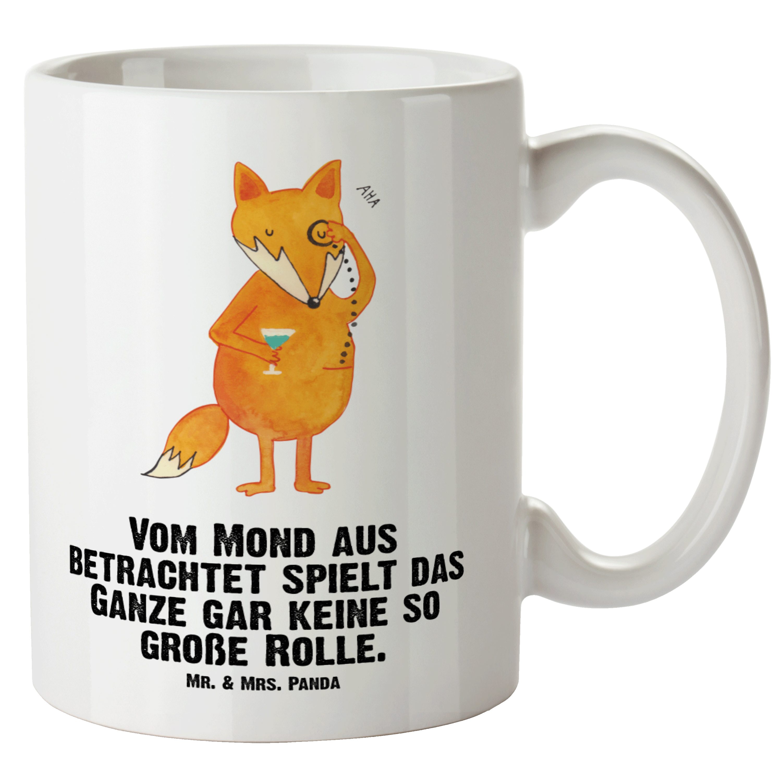 Mr. & Mrs. Panda Tasse Fuchs Lord - Weiß - Geschenk, Füchse, Jumbo Tasse, neugierig, Motivat, XL Tasse Keramik