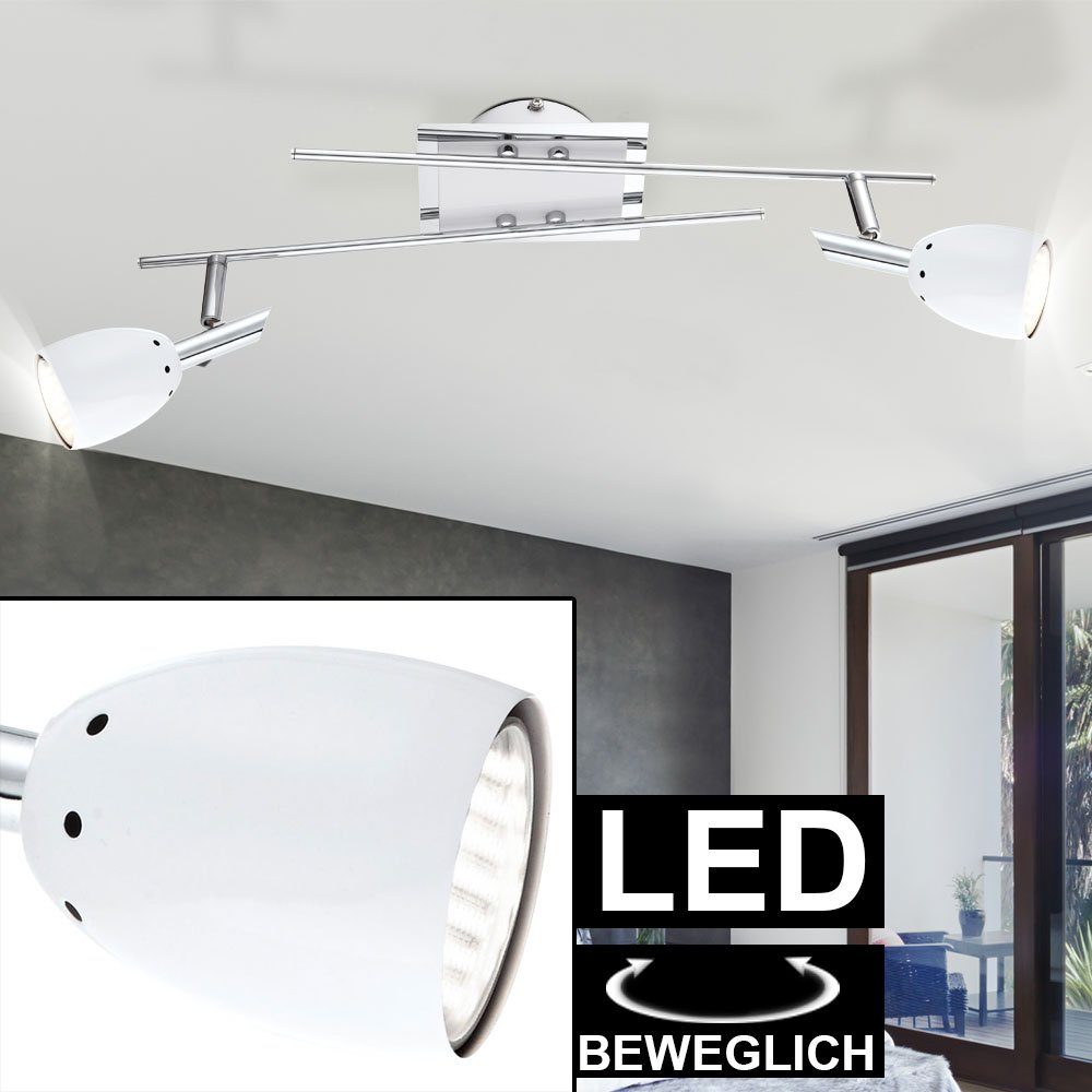 LED Decken Lampe Spot Strahler Leuchte beweglich Ess Zimmer Beleuchtung silber 