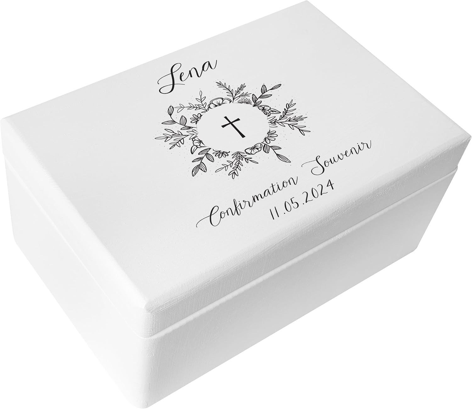 Creative Deco Holzkiste Kommunion Geschenke, Weiß, 30 x 20 x 14 cm