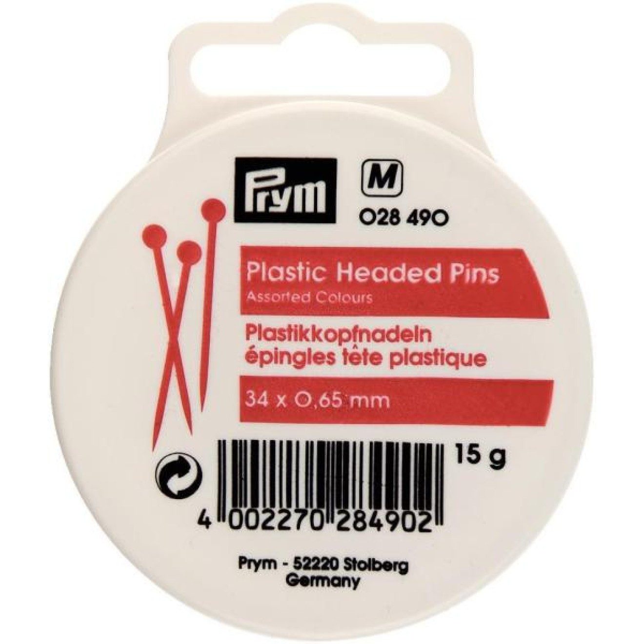 Stricknadeln Plastikkopf-Stecknadeln 0,65x34 mm 15 g