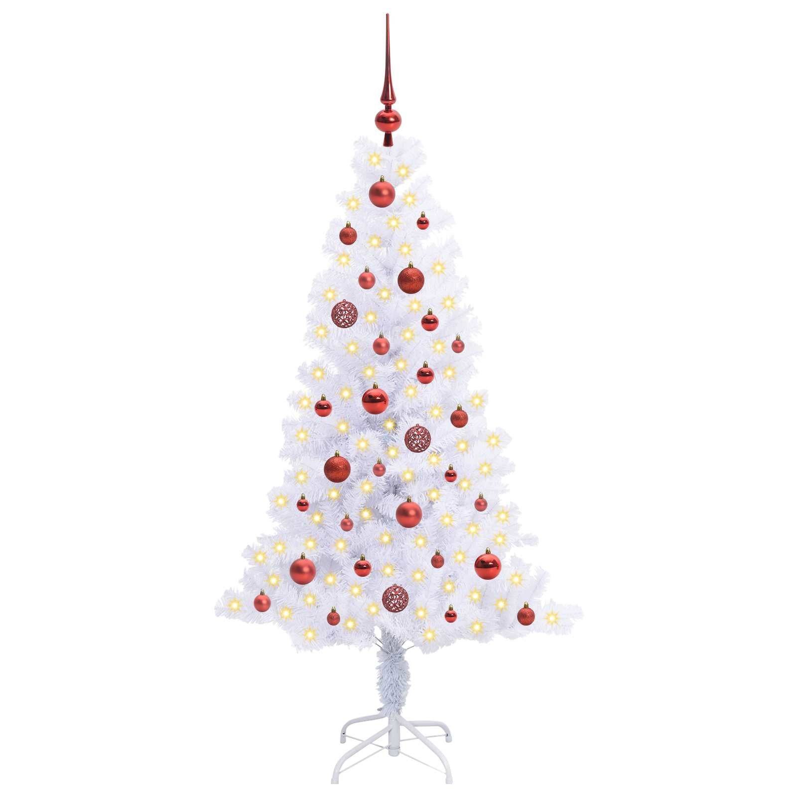 vidaXL Künstlicher Weihnachtsbaum Künstlicher Weihnachtsbaum Weiß 150 cm PVC und Stahl