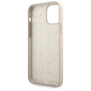 Guess Handyhülle Guess Silikon Vintage Apple iPhone 12 / 12 Pro Grau Rosa Hard Case Cover Schutzhülle Etui