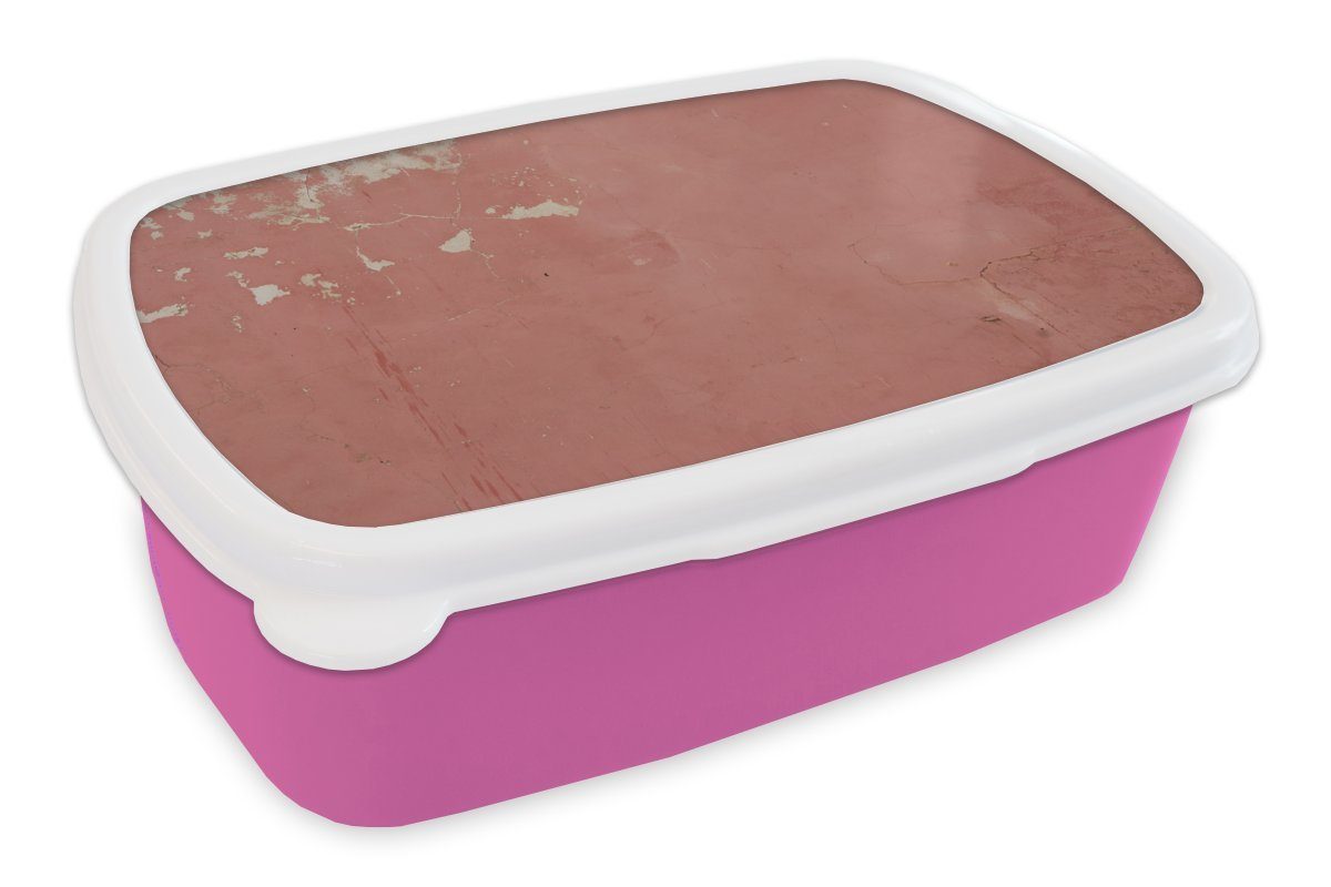 MuchoWow Lunchbox Verwitterte rosa Wand, Kunststoff, (2-tlg), Brotbox für Erwachsene, Brotdose Kinder, Snackbox, Mädchen, Kunststoff