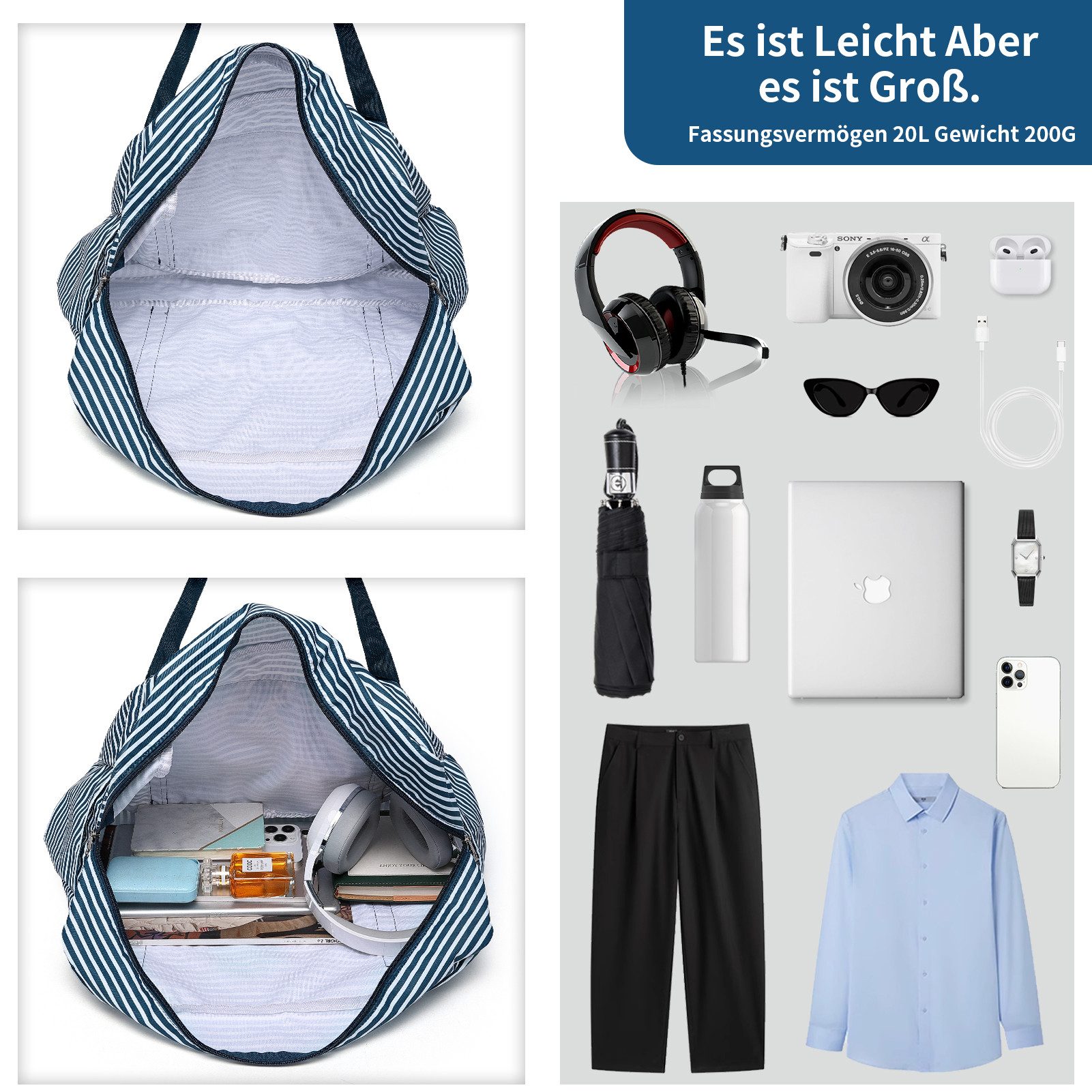 KONO Reisetasche Faltbar Damen Handgepäck Tasche Wasserdicht günstig online kaufen