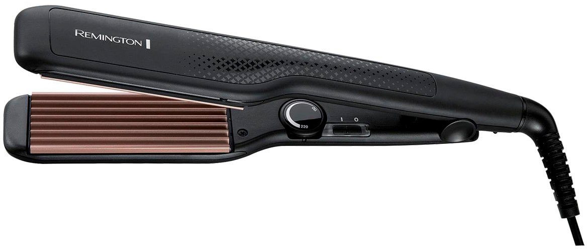 Remington Welleneisen Ceramic Crimp, Kreppeisen, S3580 Keramik-Turmalin-Beschichtung, für Wellen & Volumen, 4-facher Schutz für feines & dickes Haar schwarz