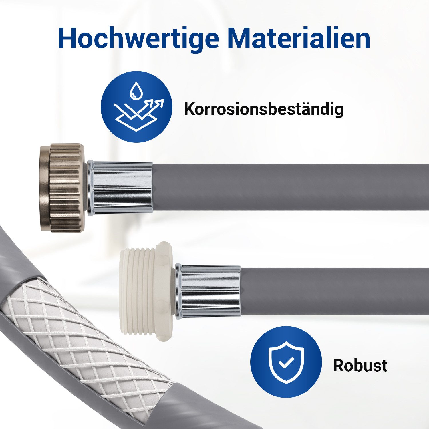 VIOKS Zulaufschlauch für Kaltwasseranschluss (25°C) 3/4 Zoll Anschlüsse, Zubehör für Waschmaschine, Geschirrspüler, (1,5 / 2 / 2,5 / 3 / 3,5 Meter)