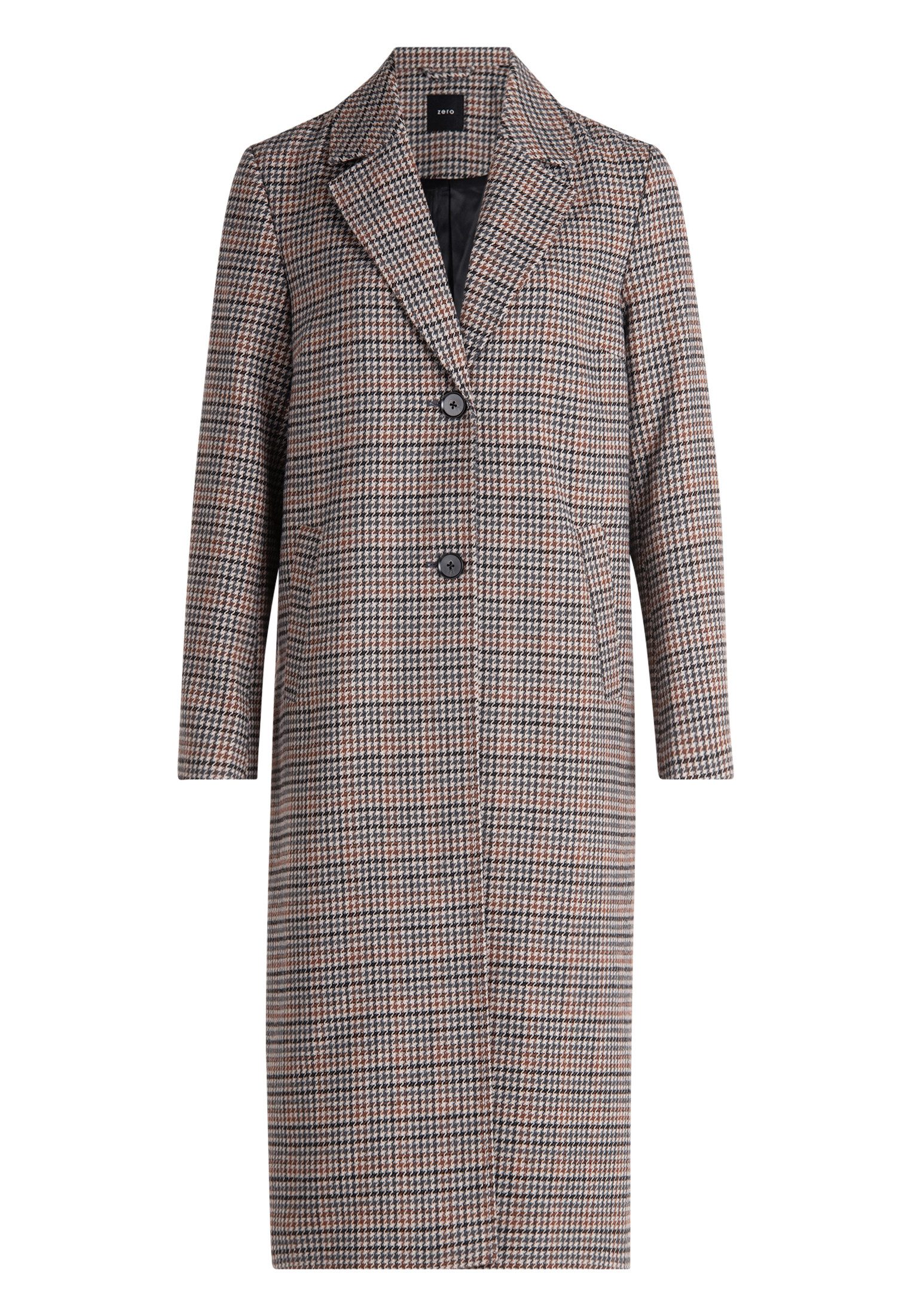 Zero Langmantel Damen Karomantel aus Wollmischung günstig online kaufen